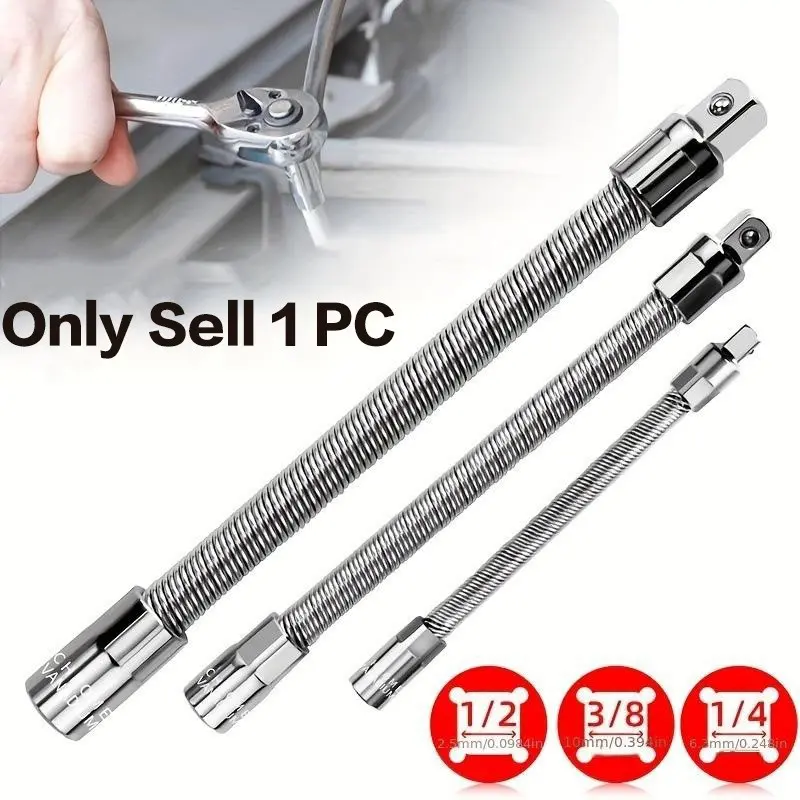 Socket Extension Bar Flexible Universal Joint Rod Bendable Soft Shaft Impact Driver Adapter for Middle Fly Connecting Tool Extender