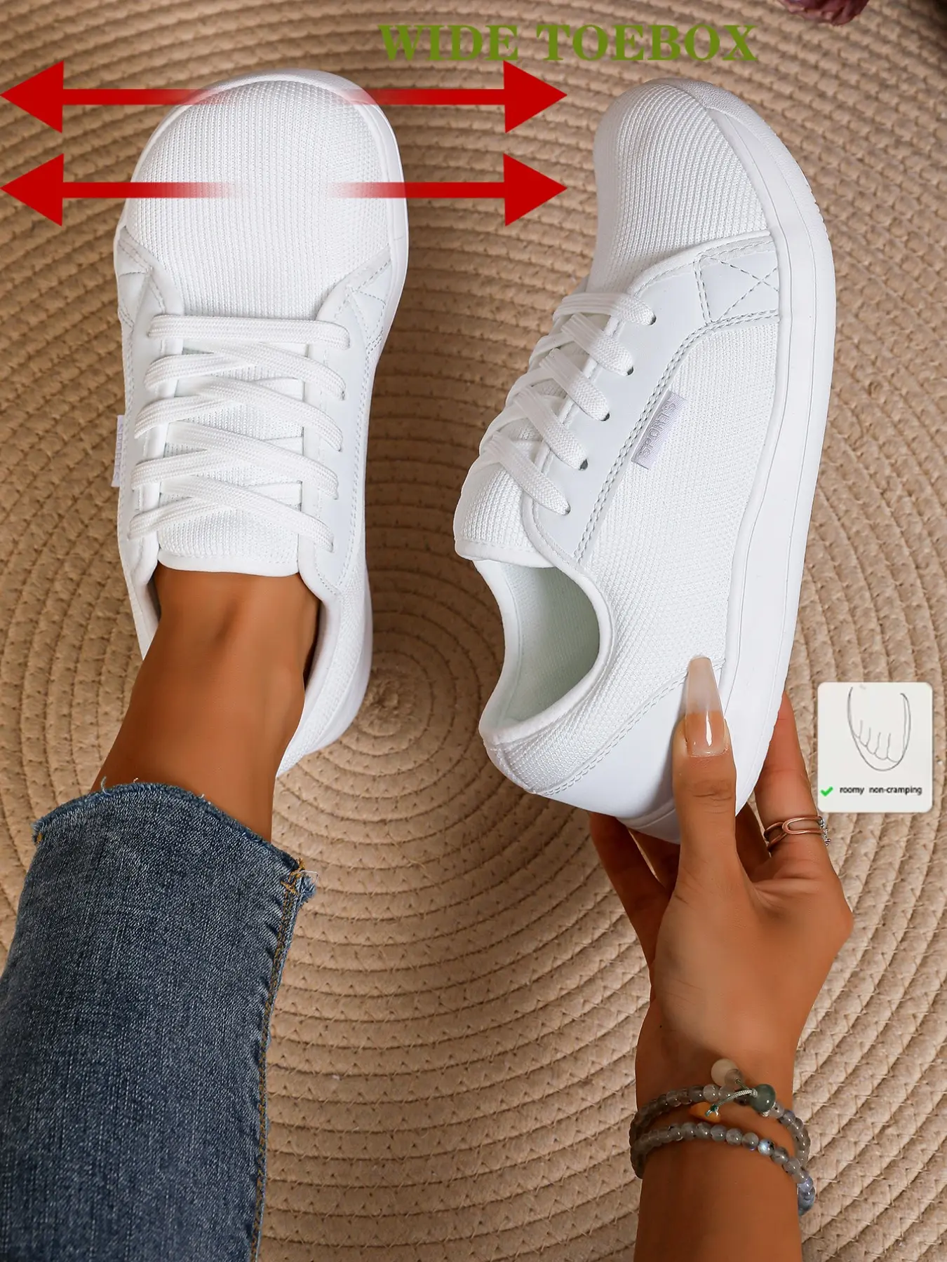 Women's Wide Fit Barefoot Shoes, Zero Drop Athletic Sneakers, Solid Color Design, Ideal for Outdoor Walking, Comfortable Long Wear