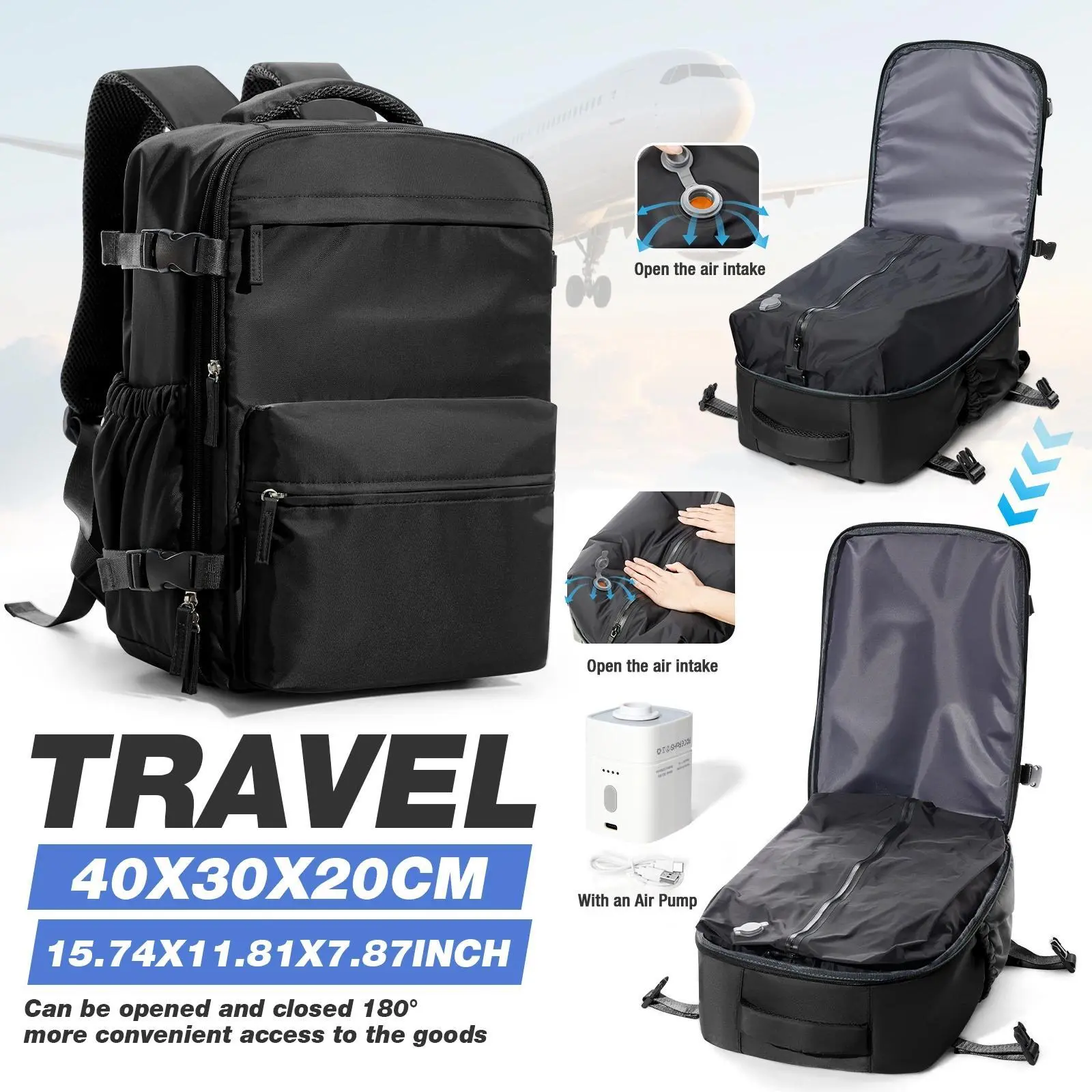 Ryanair 40x30x20 Cabin Backpack, Wizzair Easyjet Backpack Vacuum Backpack Hand Luggage Men Laptop Backpack,Vacuum Storage Bag