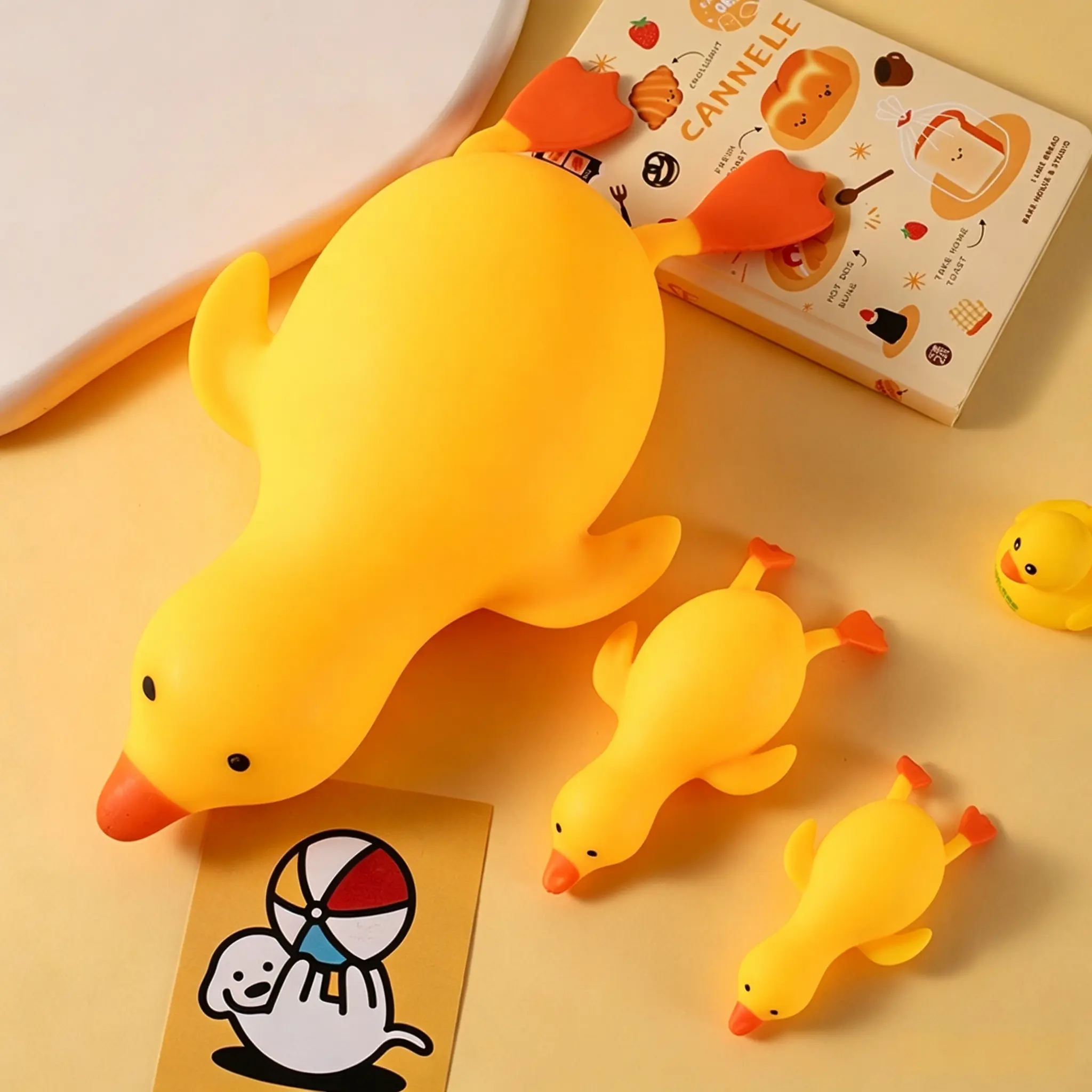 Kawaii Jumbo Prone Pose Duck Squishy Toy - Slow Rebound Anxiety Squishies, Soft Stretchy Stress Ball Fidgets, Large Sizes Desk Fidget Buddy, Unisex Kids Gift Stress Relief Tools Stress Relief Fingertoy