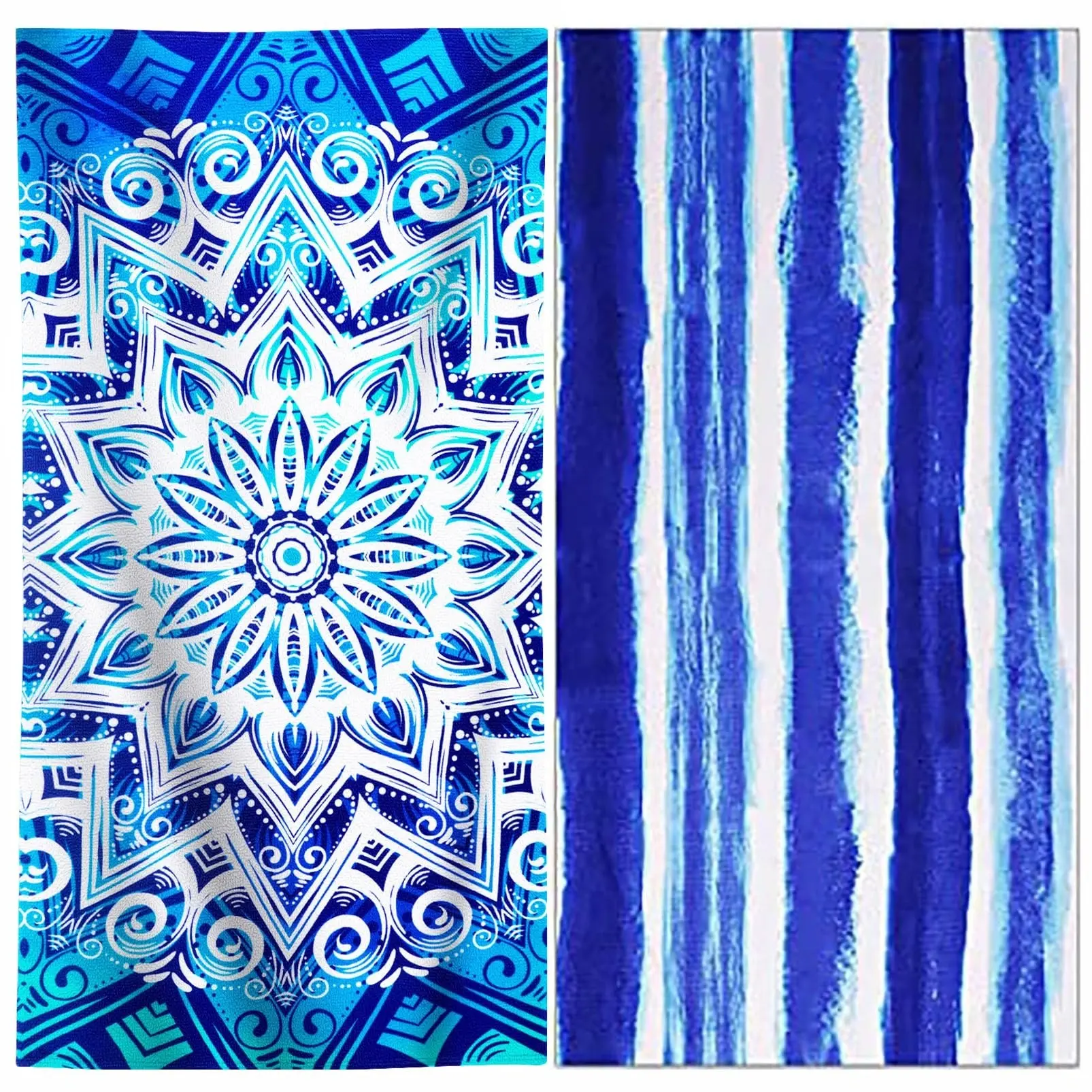 2-Pack Lightweight Microfiber Beach Towels, Quick-Dry Sand-Free Absorbent Compact Towel, Ideal for Pool, Camping, Beach, Travel Essentials, Beach Towel Set