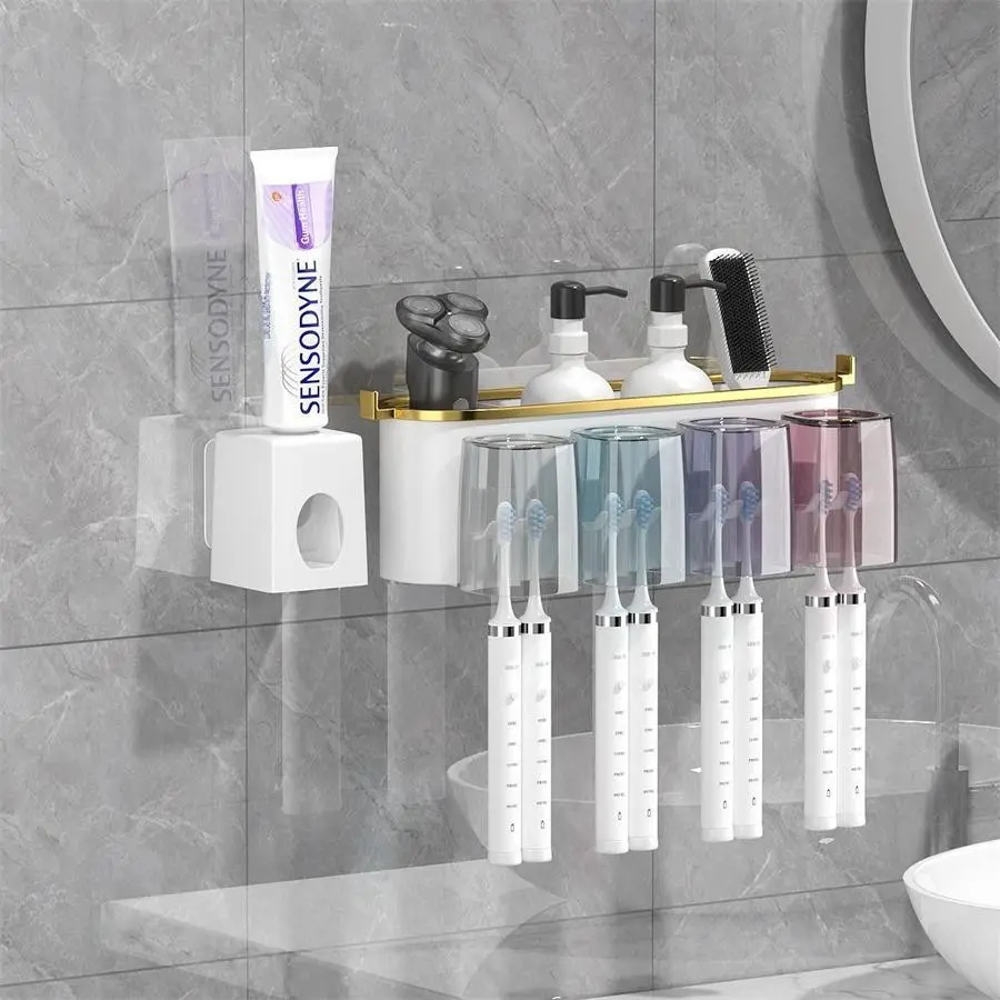 Toothbrush Holder Set with Gargle Cup, Wall Mounted, No Drill, Bathroom Organizer, Gift Decor, Toothbrush Storage, Toothbrush Holder Organizers, Toothbrush Holders Wall Mounted, 1 Count