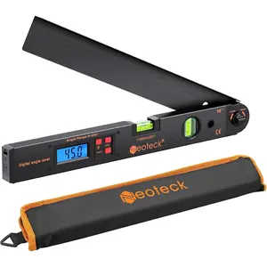 Neoteck 16-in Precision Measuring Digital Angle Finder, 225° Aluminum Protractor with LCD Backlight, Bubble Level, ±0.5° High Accuracy, Data Hold, Locking Knob, Auto-Off for Woodworking, Construction