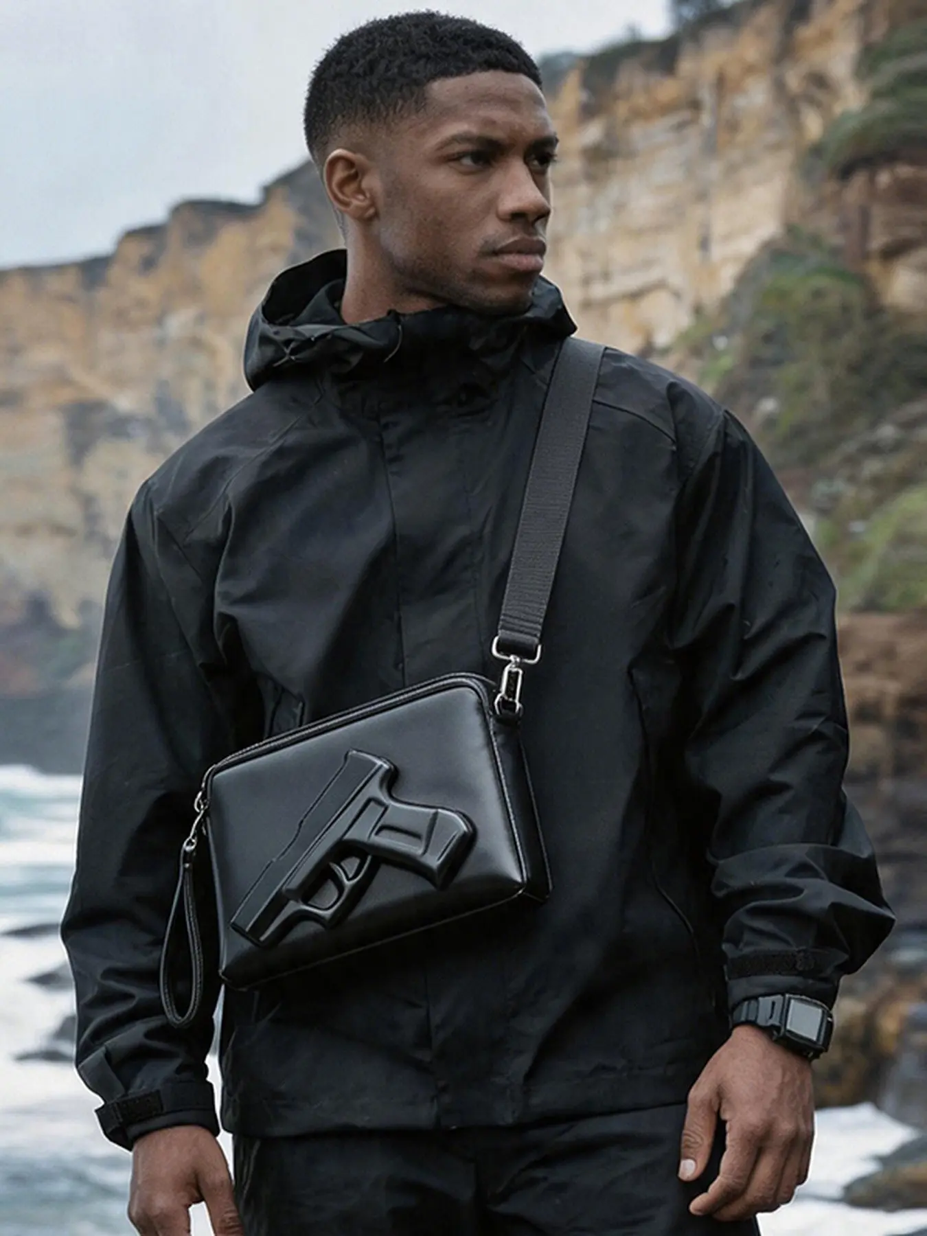 Men's Crossbody Bag, Stylish 3D Design Small Backpack, Lightweight Shoulder Bag for Outdoor & Commute, Trendy Phone Pouch