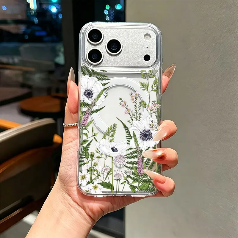White Anemone Wildflower Phone Case, Vintage Botanical Watercolor Style, for iPhone 17 16 15 14 13 12 11 Plus Pro Max, Elegant Nature Gift For Plant And Floral Art Enthusiasts