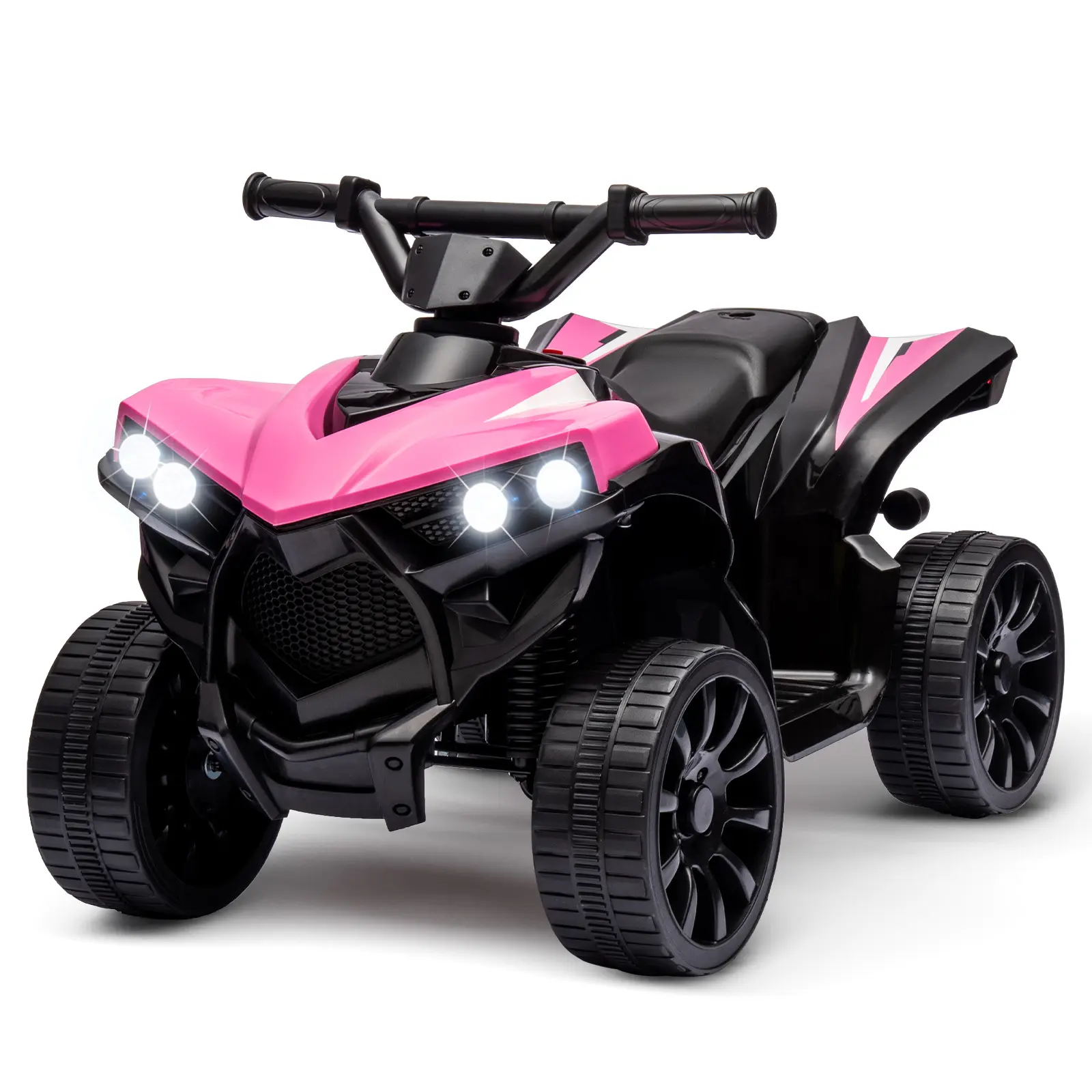 Unisex 6V Battery-Powered Kids' Ride-On ATV 4-Wheeler Electric Toy Car - 390 Motor, Plastic Wheels, Charger, Built-in Cells for Outdoor Toddler Use