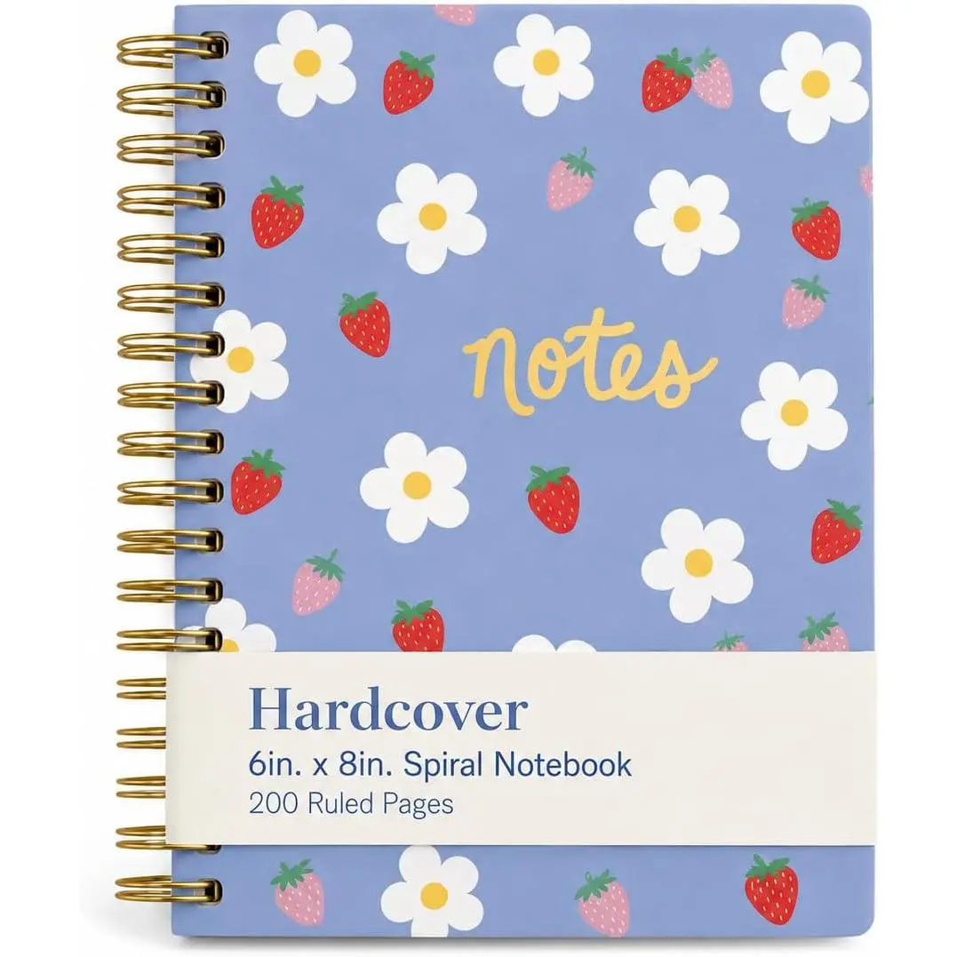 Spiral Notebook - 6x8 Inches Dayna  Collection Wirebound Hardcover Spiral Notebook with 200 Pages Lined Journal for Writing Note Taking or Office Use, Size 6X8, Strawberry