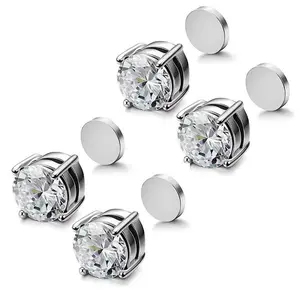 Stainless Steel Magnetic Non-Piercing Clip-On Stud Earrings (8MM) for Men - Earring Set, Jewelry for Graduation, Birthday, Christmas