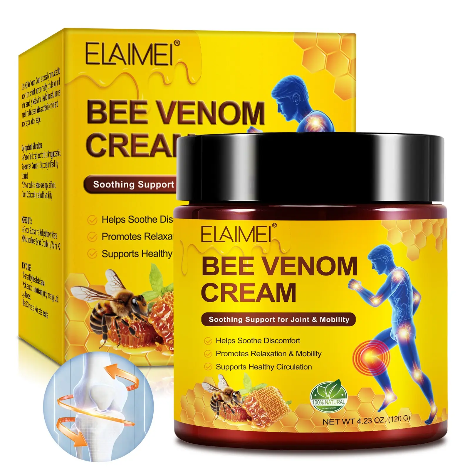 Elaimei Bee Venom Soothing Moisturizing Cream, Comfort and Support for Active Lifestyle, Safe Ingredients, Nourishing and Calming
