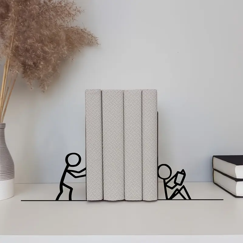 1 Pair/2pcs - Cute Metal Bookshelf Ornaments - Stylish Bookshelf Decor - for Office or Home Bookshelves - Durable Home and Office Organizer - Study Room Art Decor - Unique Gift for Readers