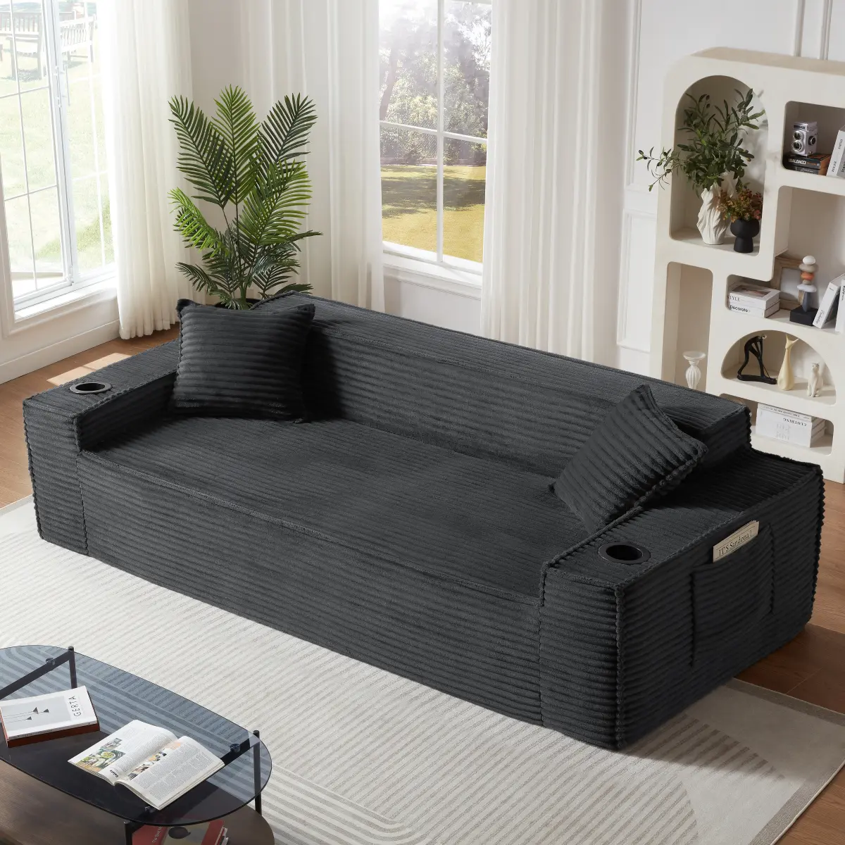 [Bellemave] 3 Seater Sofa Boneless Couches,No Assembly Needed, Modern Sofa for Compact Living Rooms, Apartments, and Offices