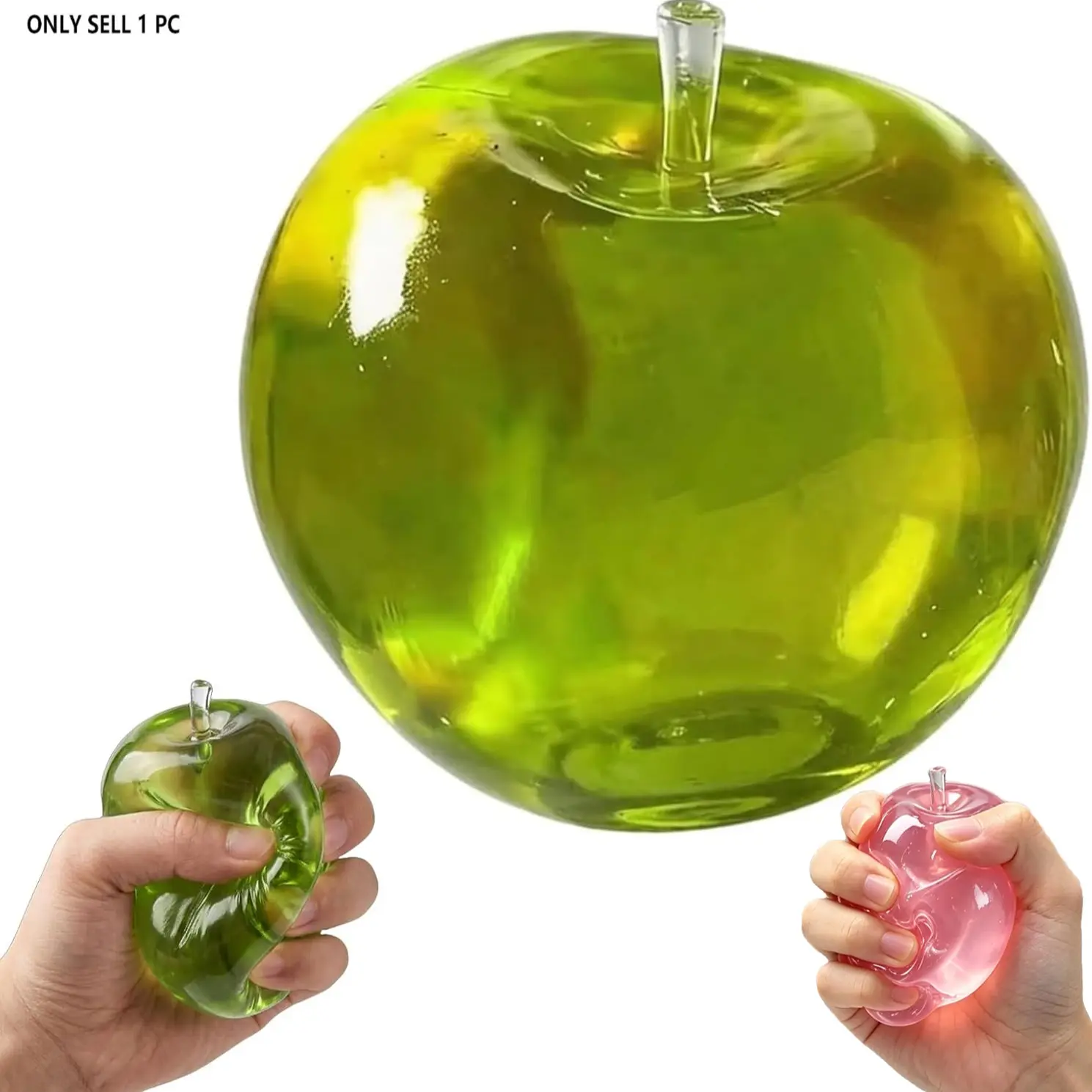 Stress Relief Toy, Apple Squishy, Squishy Fidgets, Squishy Apple Slow Rising Fruit Squishies, Clear Cute Fruit Fidget Stress Ball for Adults, Cute Funny Desk Decor