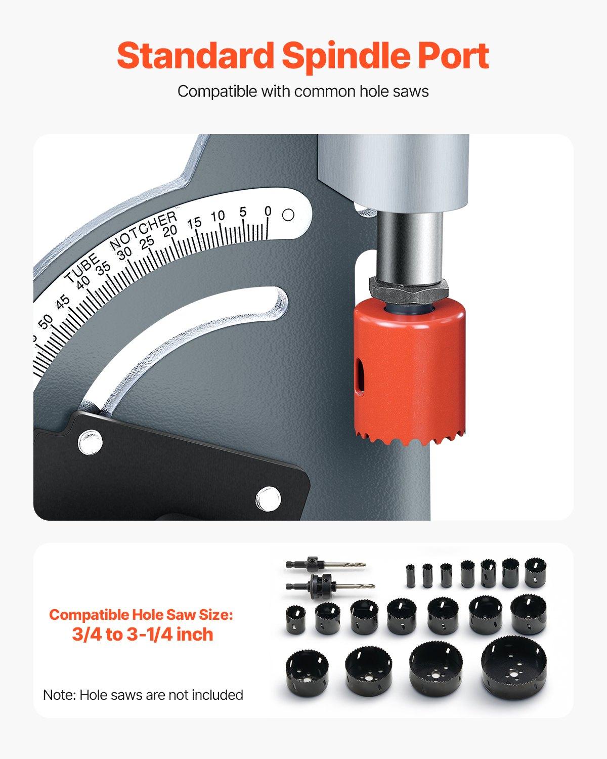 VEVOR Pipe Notcher, Tubing Notcher for 1/2 to 2-inch Pipes, Pipe & Tube Notcher with 0 to 60° Adjustable Angle for Metal, PVC, Wood Pipes, Ideal for Repair Shops, Home Projects, Metalworking