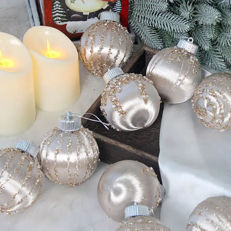 New Christmas Ball, String Ball, Woven Ball, Painted Ball, 8cm, 9 Pieces Box Set, Holiday Decorations, Festive Ornaments