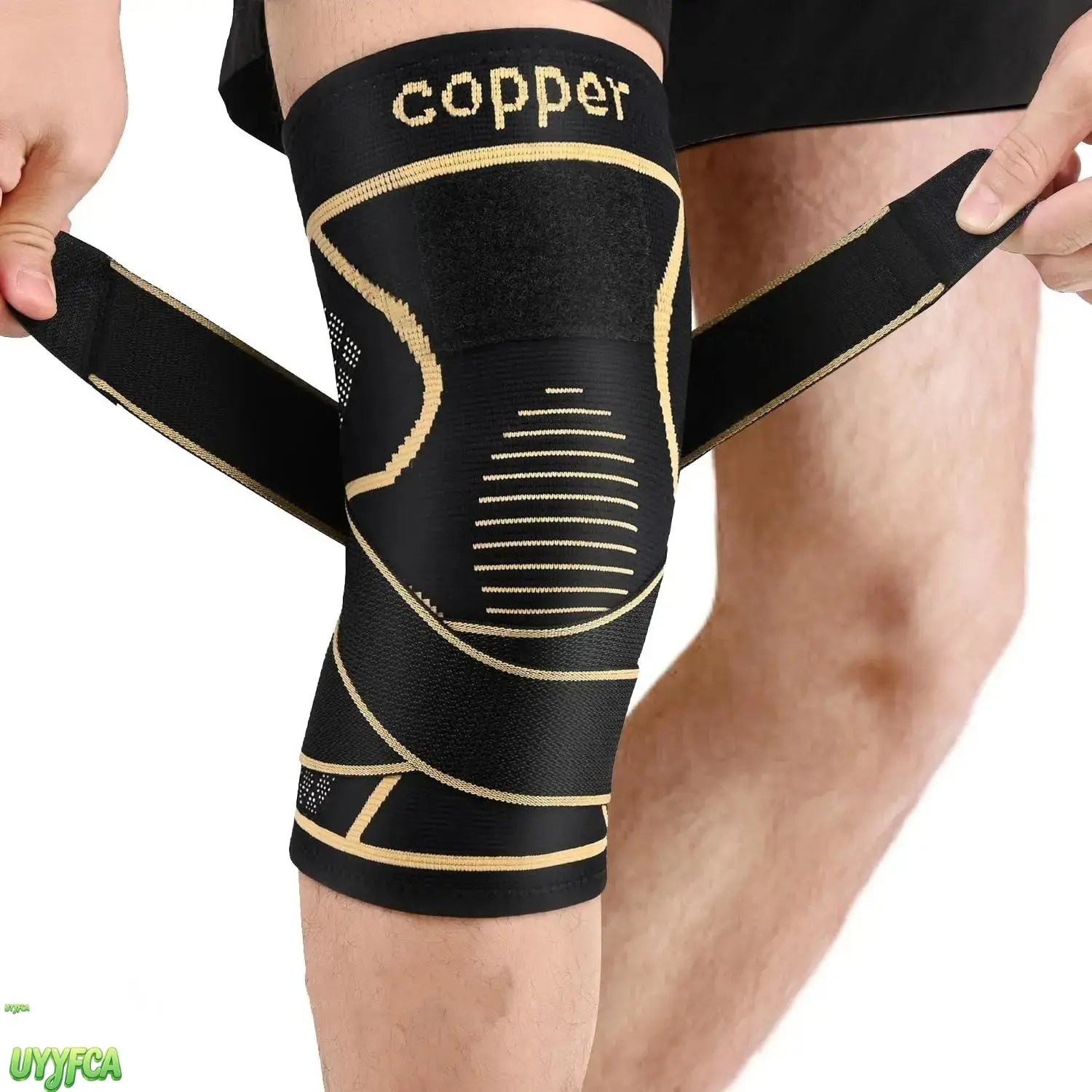 Unisex 2-Pack Copper-Infused Compression Knee Brace with Cross Straps, Breathable Moisture-Wicking Support Sleeve, Non-Slip Joint Stabilizer for Meniscus Tear, Arthritis Pain Relief, Gym Workout, Moisture Wick