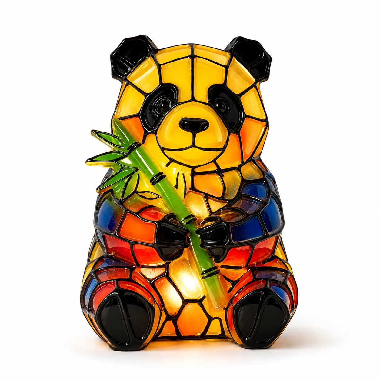 Cartoon Theme Colorful Panda Resin Mosaic Night Light - Resin Finish, USB-Powered with Inline Switch, Cozy Lighting Ambient Glow for Bedroom Desk Indoor Use, 12cm/16cm Warm Bedside Home Decor Lamp