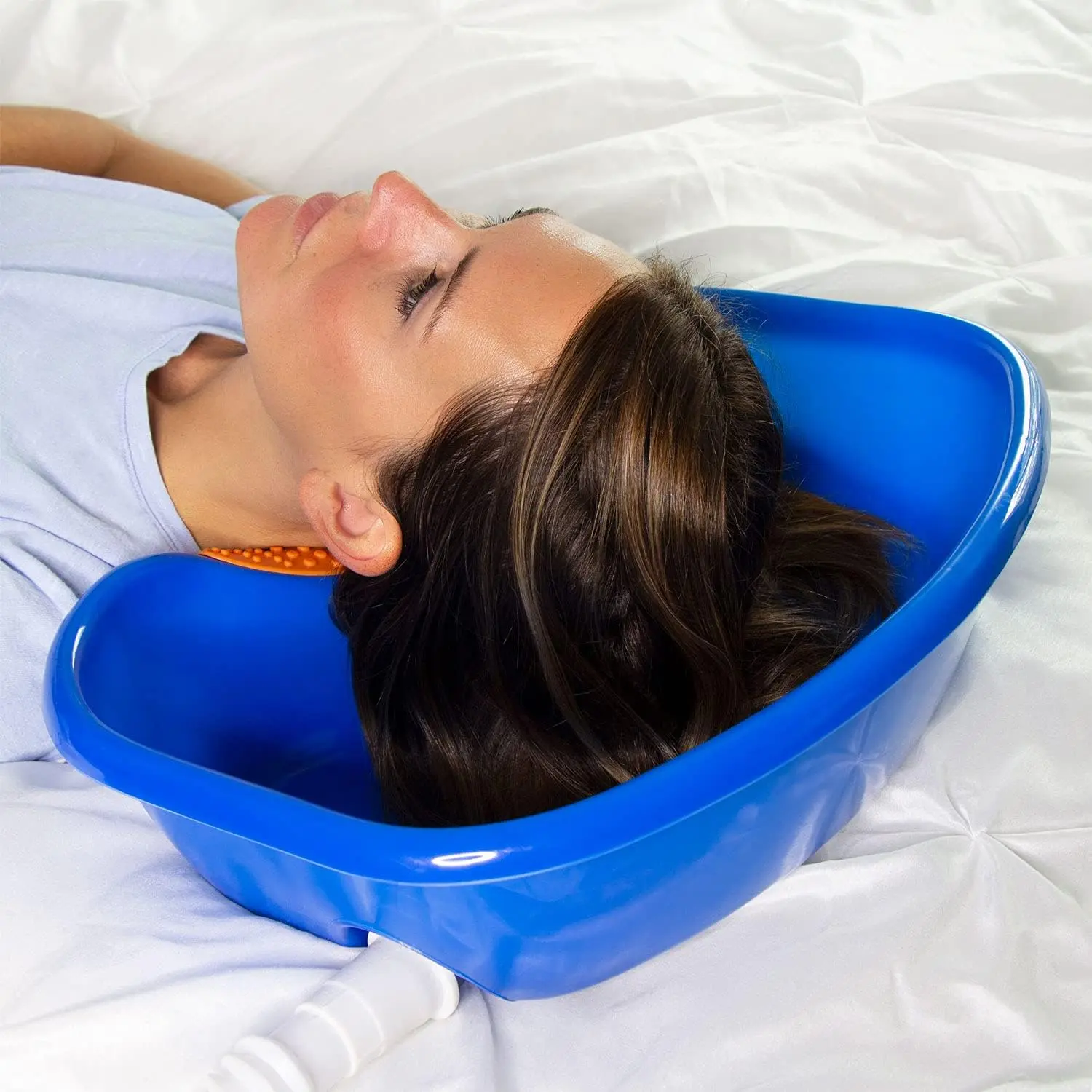Shampoo Bowl for Bedside and Hair, Hair Cuts and Coloring for the Elderly, Disabled, Bedridden and Handicapped, Blue