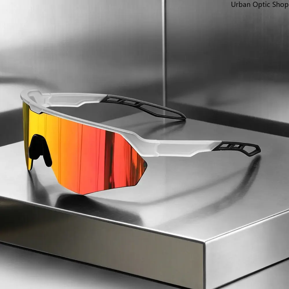 XUH Men's Oversized Wrap-Around Polarized Cycling Sunglasses - UV400 Color Gradient Mirror Lens, Lightweight Mountain Bike Glasses for Fishing, Driving, Outdoor Sports Eyewear
