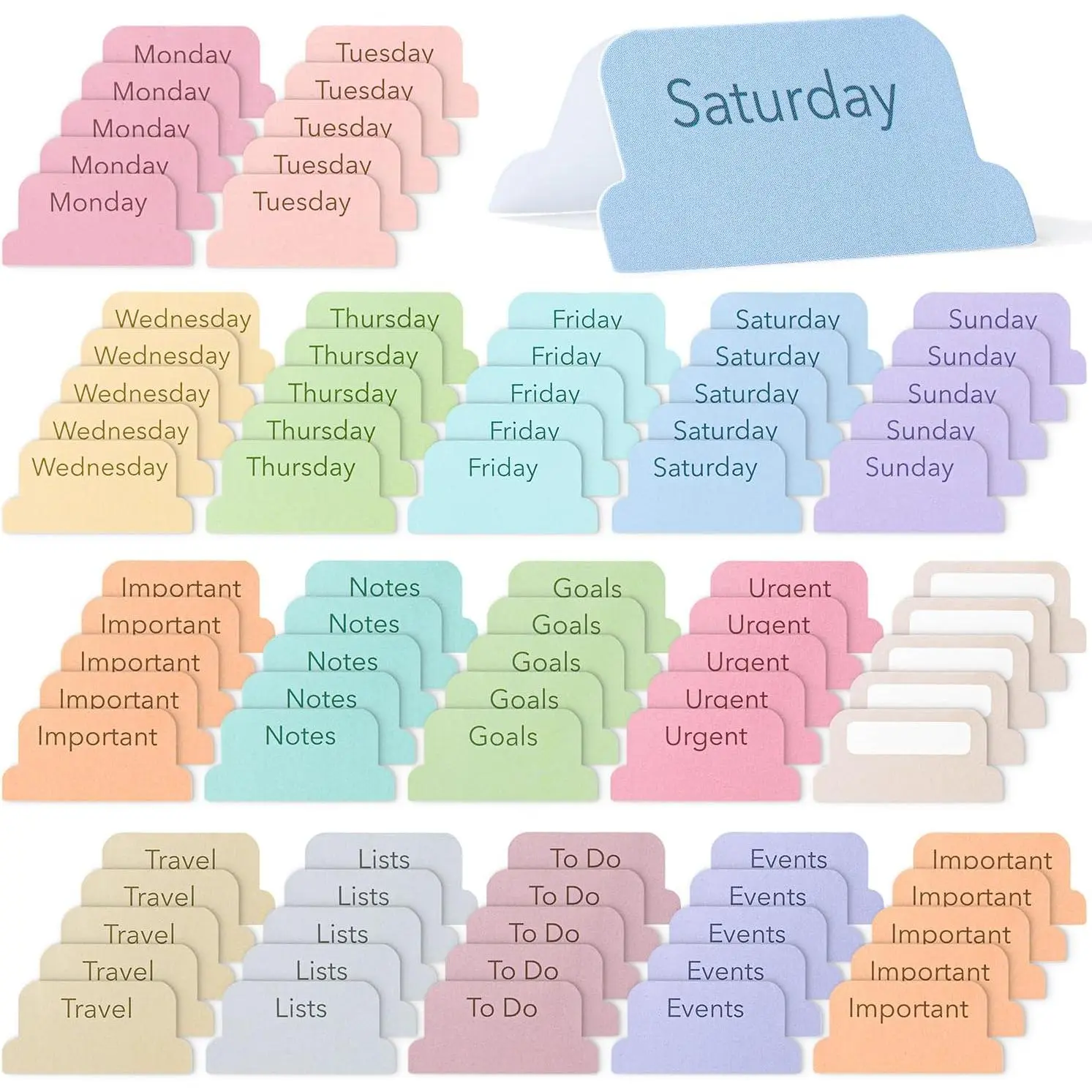 Self-Adhesive Tabbed Index Stickers - 100-Count Weekly Planner Labels, Office Stationery Organization Tools for Planner Calendars