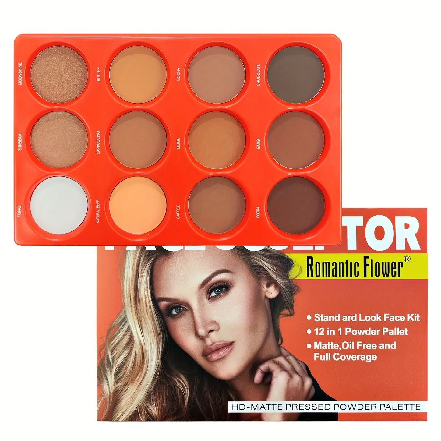 12 Shades Matte Contour Highlighter Powder Palette, Bronzer, Long-Lasting Waterproof Full Coverage Color Correction , Highlights Contour Powder for Face Makeup