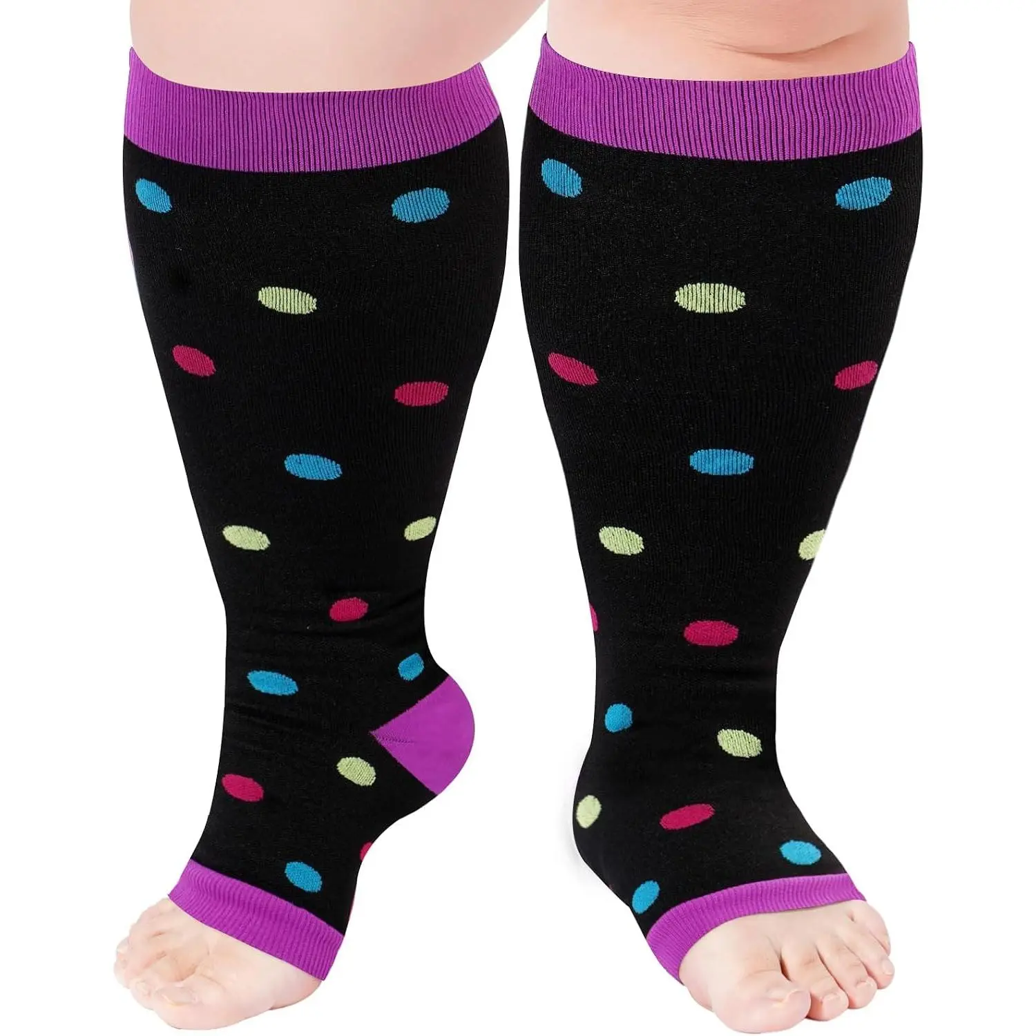 sportsToeless Plus Size Compression Socks for Women Open Toe Wide Calf Compression Socks Support Socks
