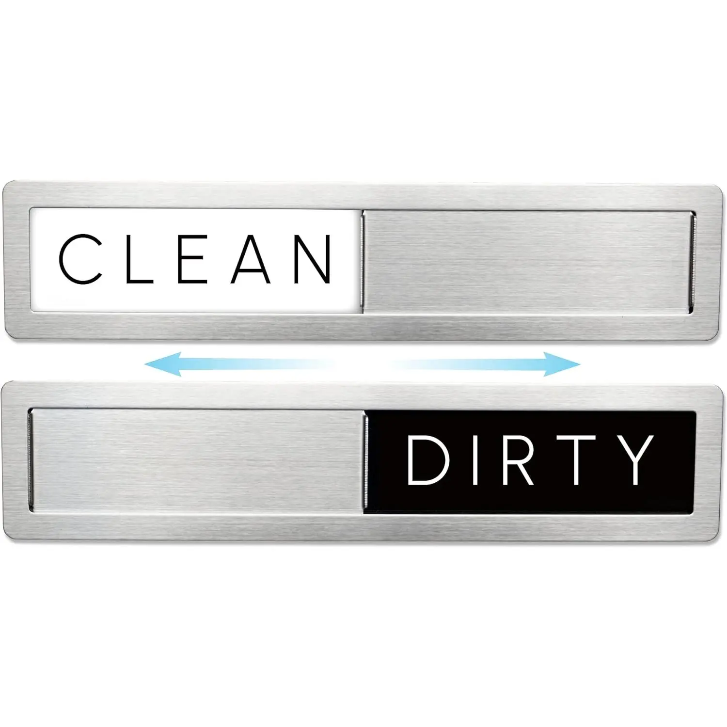 Minimalist Rectangular Stainless Steel Dishwasher Clean-Dirty Magnet Sign - Premium Magnetic Indicator with Optional Sticker Adhesive for Non-Metal Dishwashers - Black & White Style, Magnetic Sign