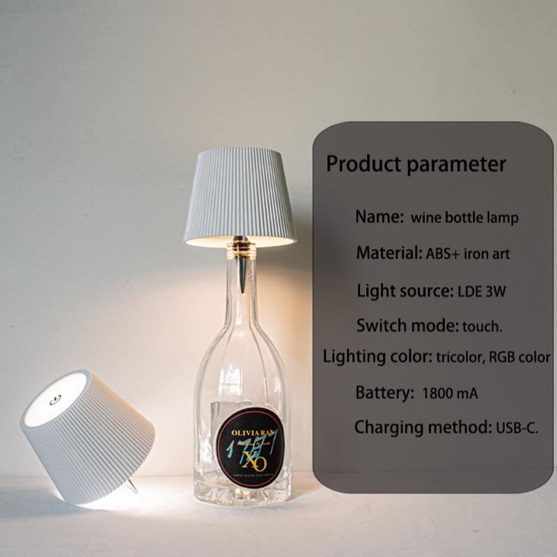 Wireless Bottle Lamp with Touch Control, Adjustable 3 Colors and Dimmable Light, Ideal Nightlight for Bar and Desk Use, Table Bedside Lamp