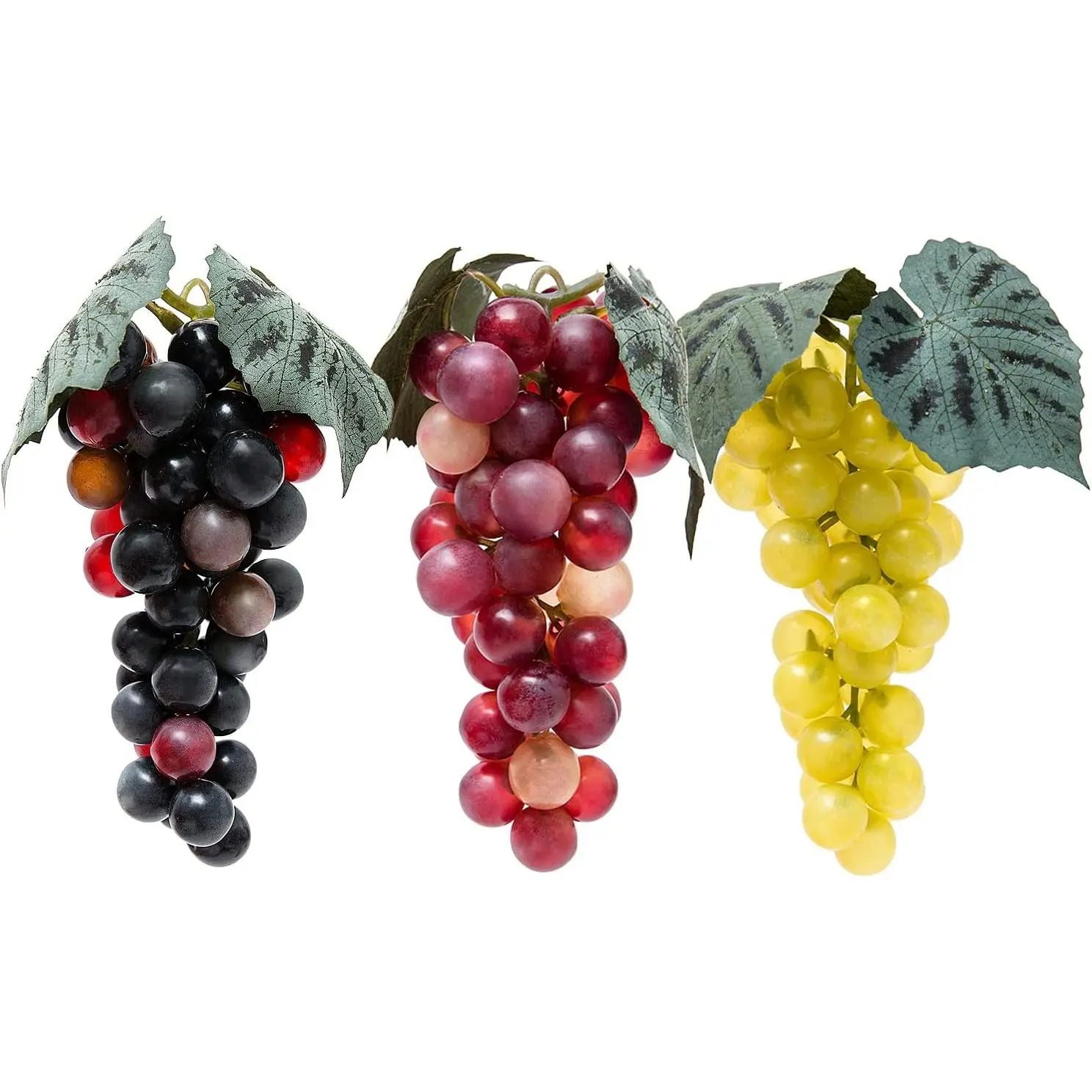 3 Bunches Lifelike  Grapes, Realistic Plastic Rubber Faux Artificial Grapes for Decoration,  Artificial Fruit for Wedding Kitchen  Decor