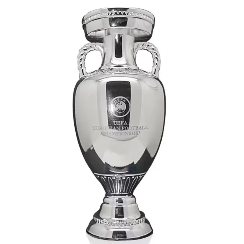 UEFA Cup Trophy Replica , European Championship Silver Football Trophy Model, Resin Soccer Fan Souvenir & Replica Collectible, Desk Decor Gift for Football Fans