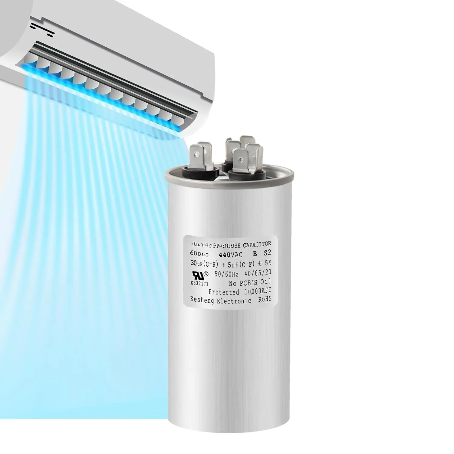 CBB65 Capacitor 30+5 µF ±5% 370V/440V for AC