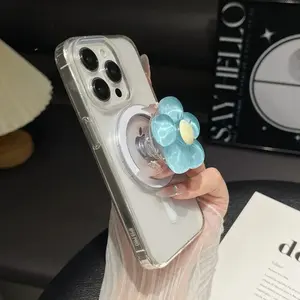 MagSafe Floral Phone Grip for iPhone, Magnetic Pop Socket Phone Stand with Strong Hold, Cute Flower Collapsible Phone Holder for Women, Aesthetic Phone Accessory for Daily Use and Gift summerwins