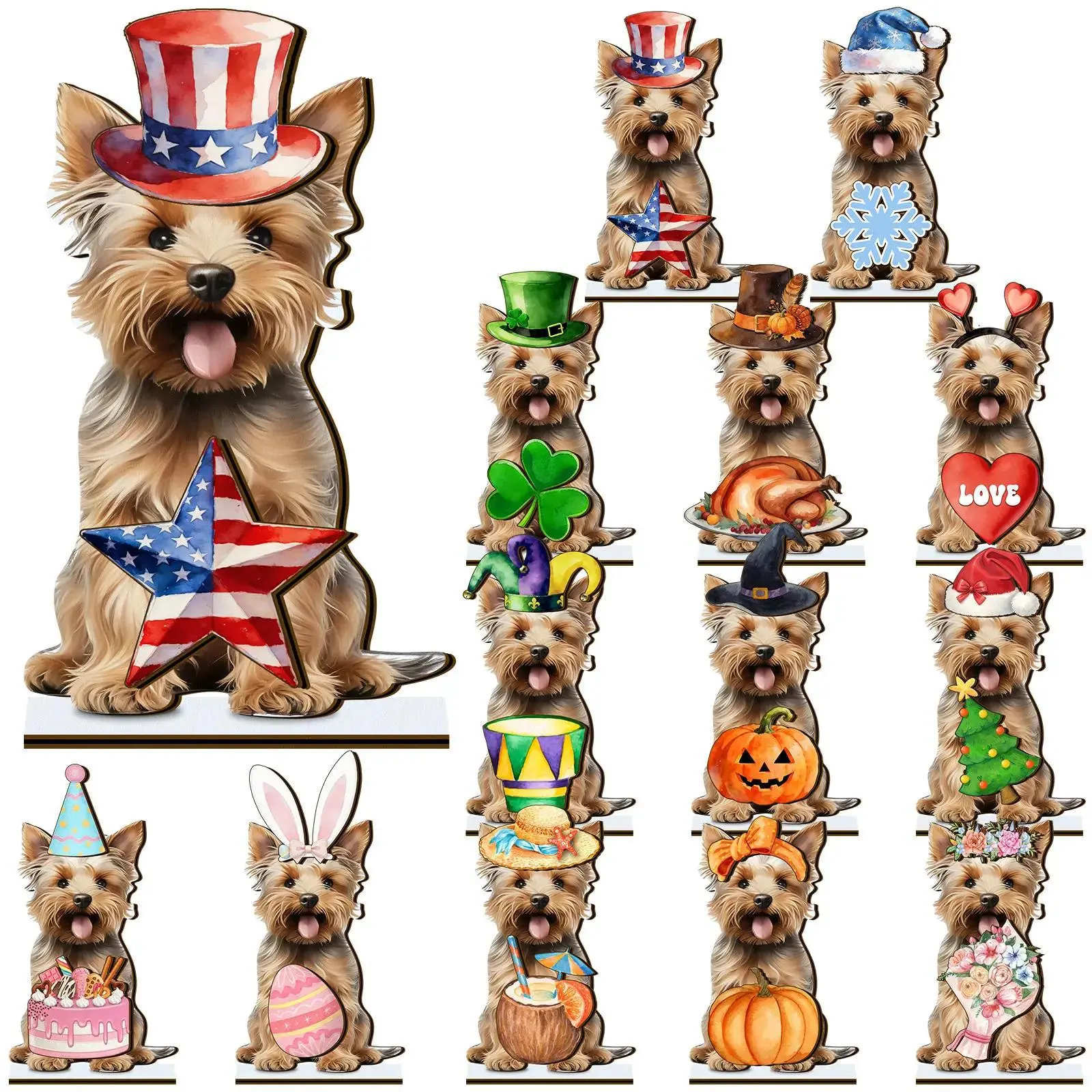25cm Interchangeable Wooden Animal Decor, Home Supplies Statue & Figurine for Home Decoration