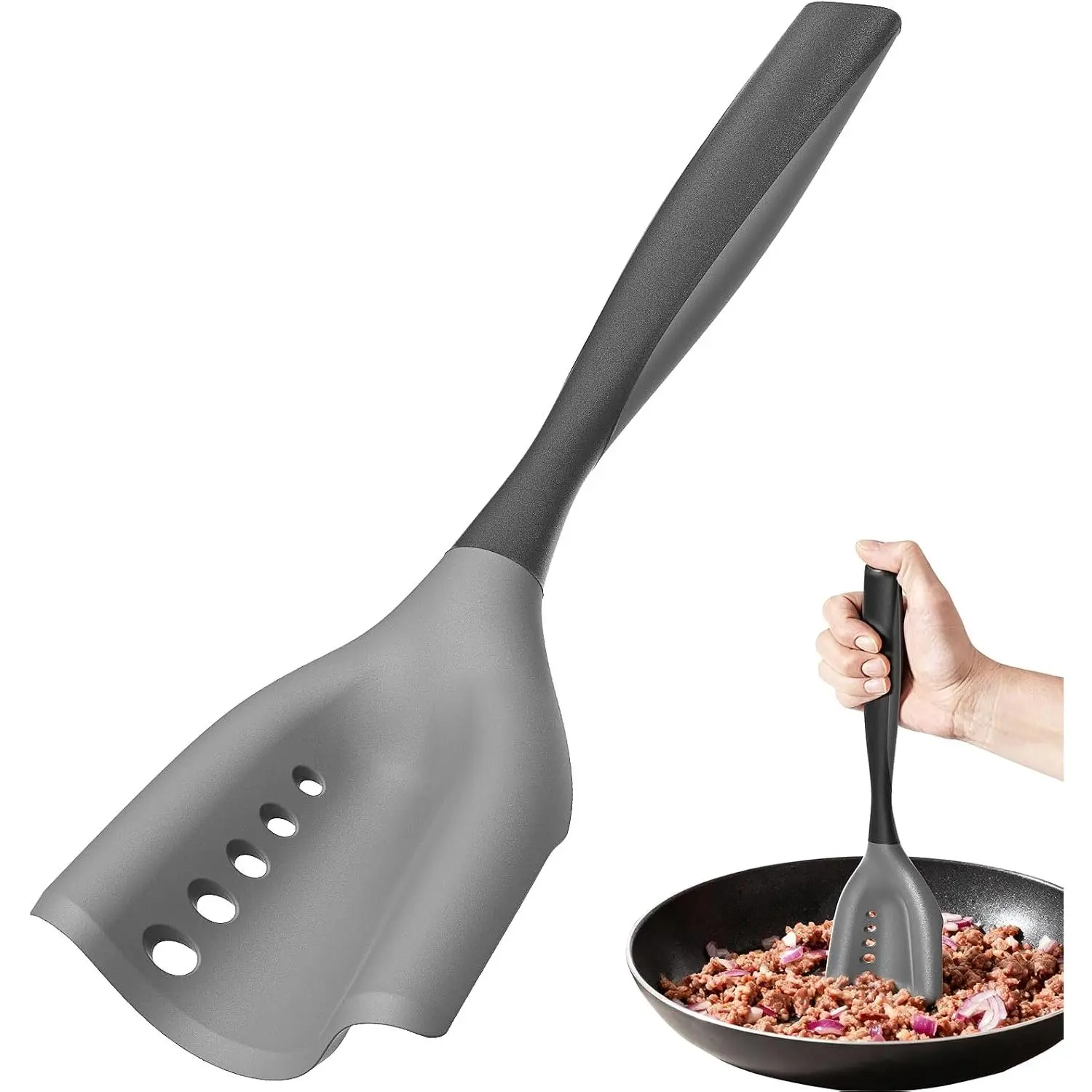 Meat  Mincing Spatula,  Hamburger  for  | Heat Resistant, Smasher for  Mix Tool, Non-Scratch for Non-Stick Pans, Meat & Poultry Tenderizers, Black