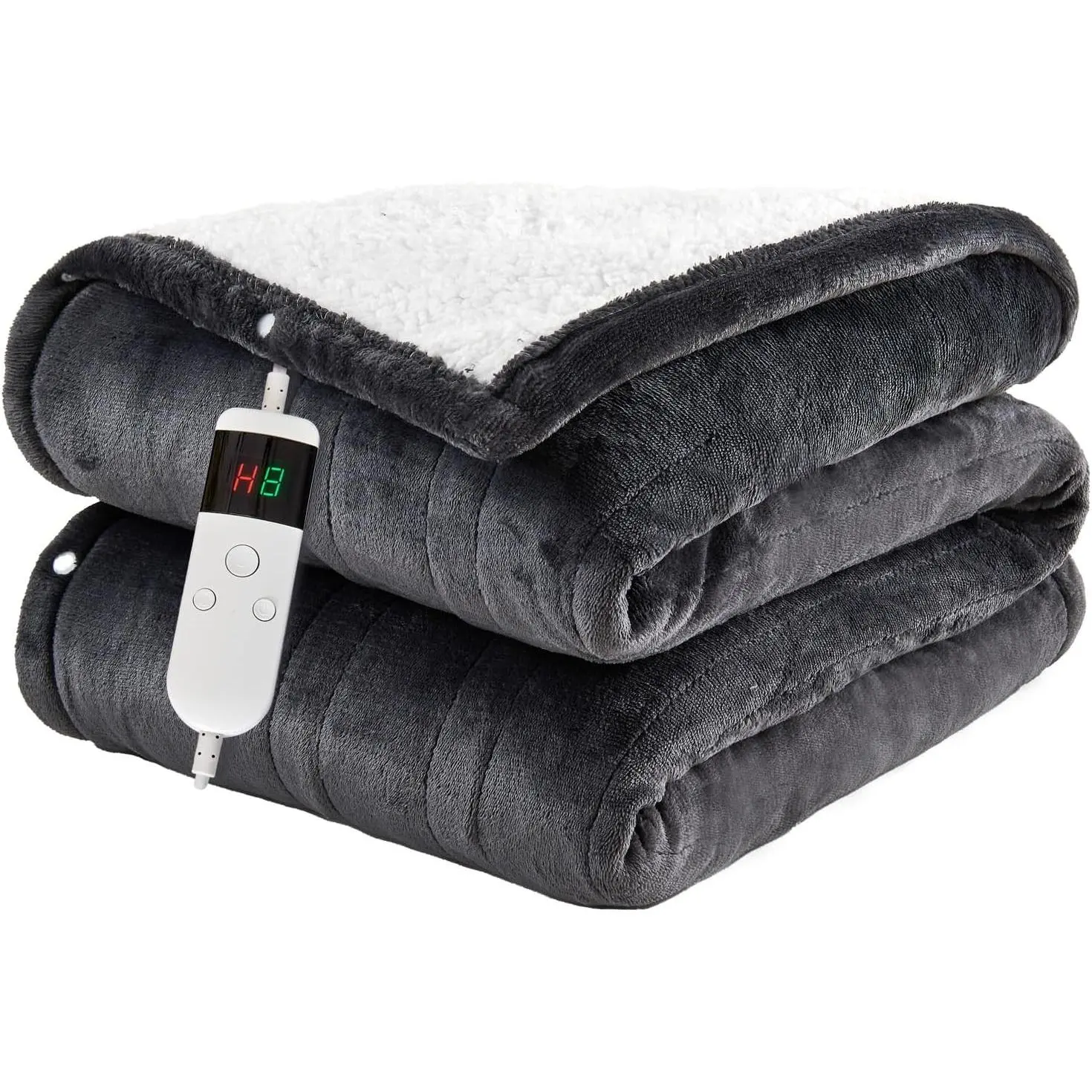 Electric Heated Blanket Throw, Soft Flannel 50"x60", 10 Fast Heating Levels 8H Auto Off, Overheating Protection, Machine Washable Sherpa Heated Blanket