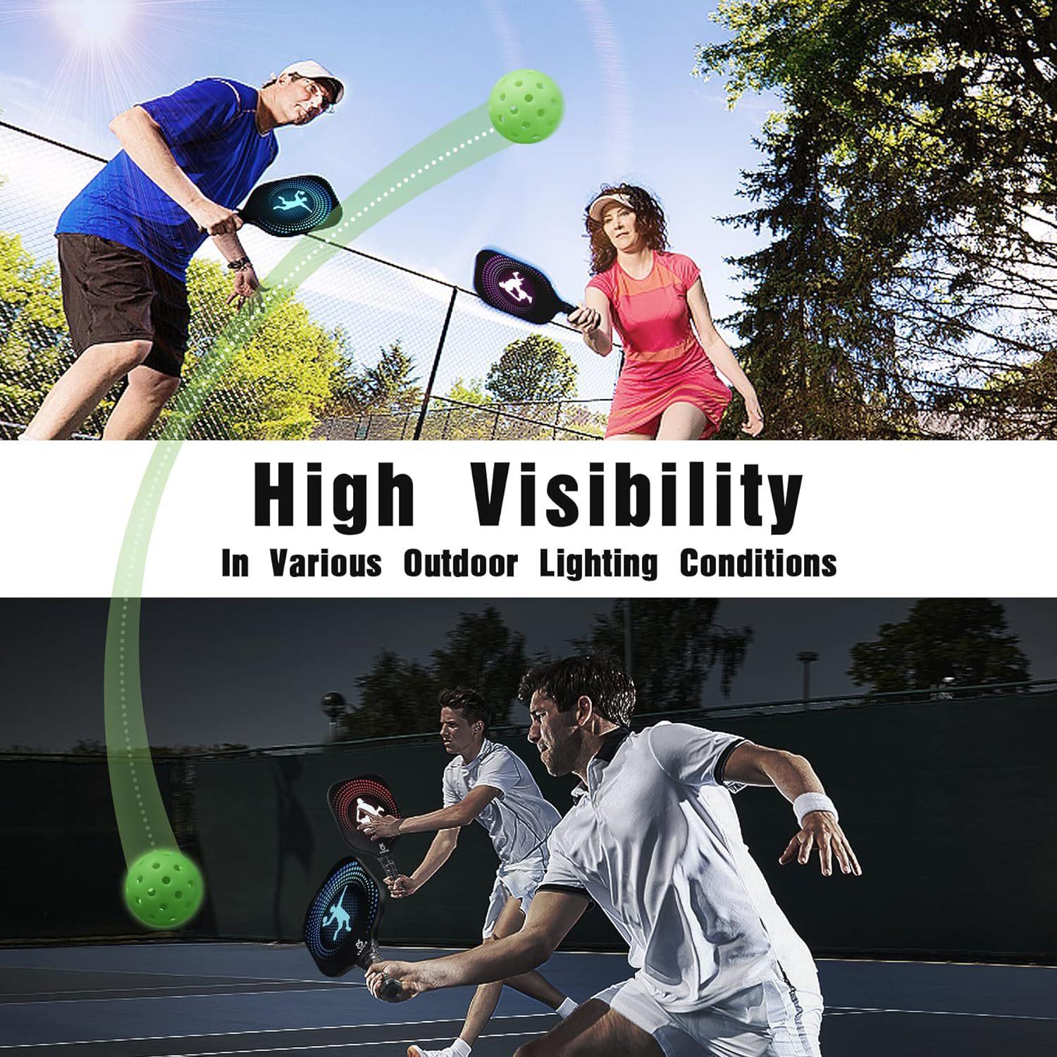 Pickleballs 40 holes, fluorescent glow-in-the-dark pickleballs, high elasticity, for night training