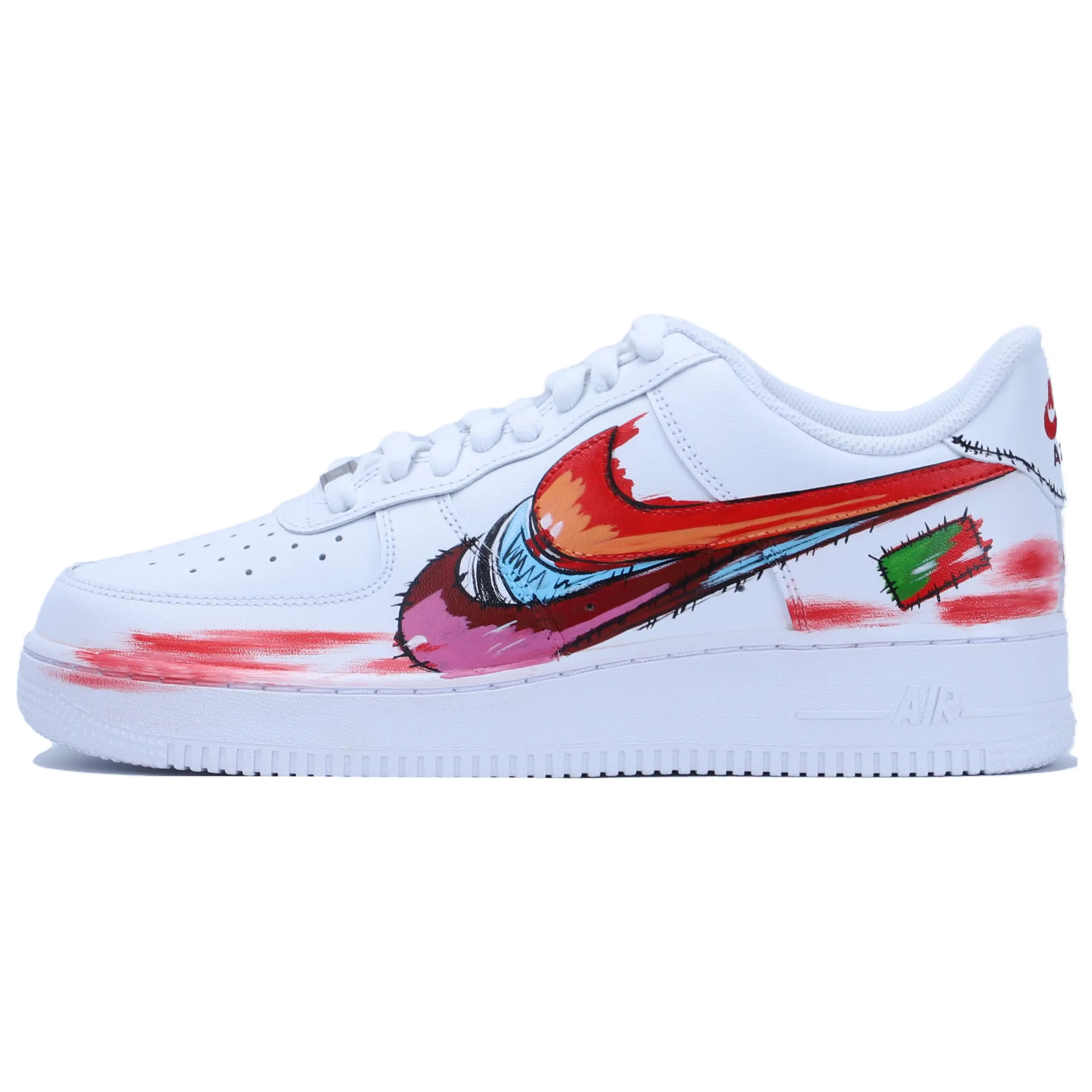 Nike Air Force 1 Low Custom Sneakers for Men: Leather, Minimalist, Graffiti-Style, Patchwork, Phantom Swoosh Verifiable, with credentials and supporting global authentication