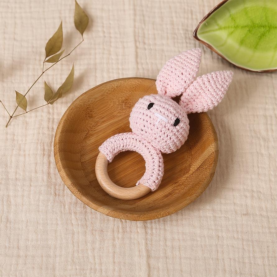 Cute Bunny Rabbit Rattle Toy for Newborn Babies, Handheld Baby Infant Soothing Toy, Perfect Gift for Easter, Must-Have for Moms