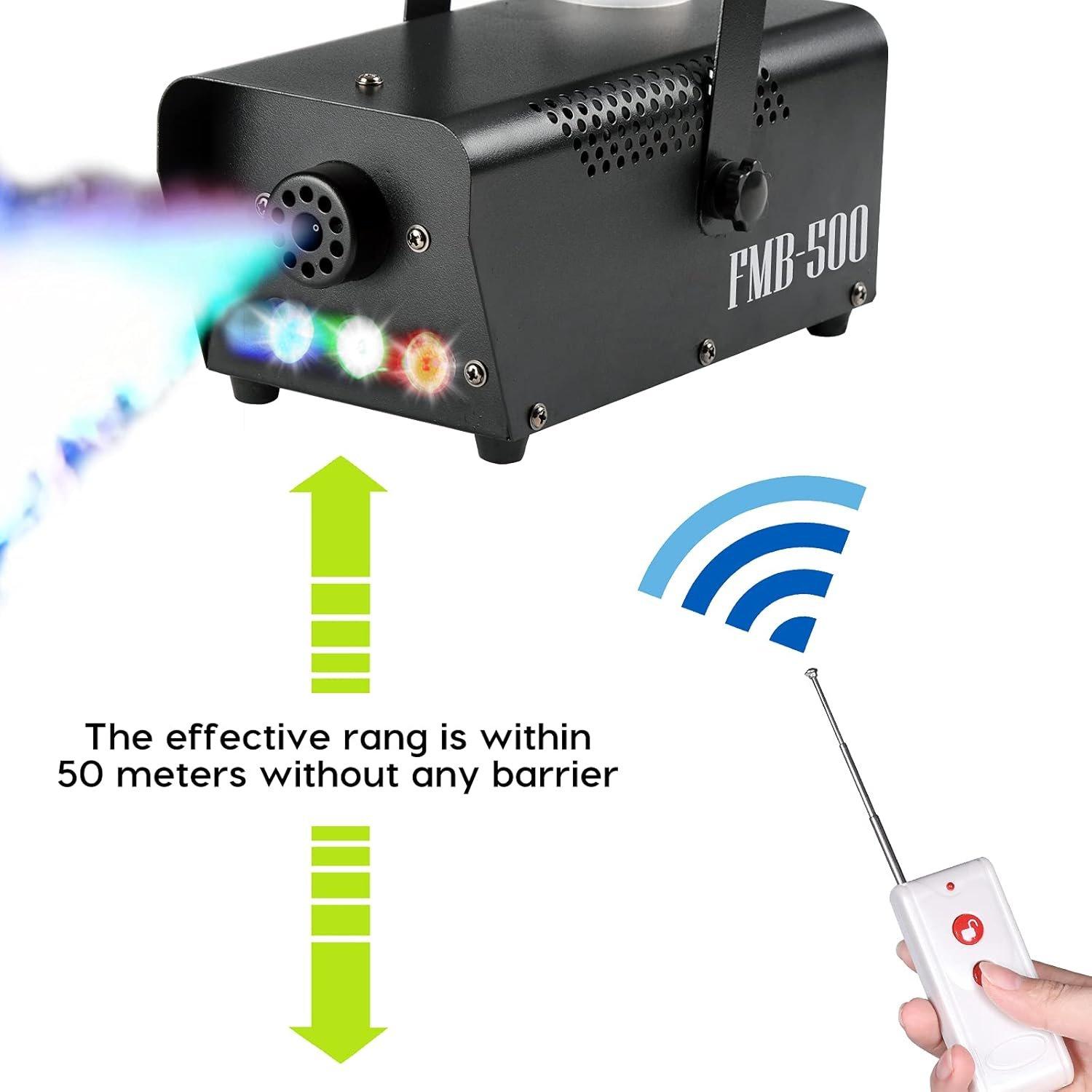 Fog Machine   Machine Controllable LED Light 500W and 2000CFM Fog  with  and Wired Remote Control for Weddings, Halloween,Parties or ,with Fuse Protection