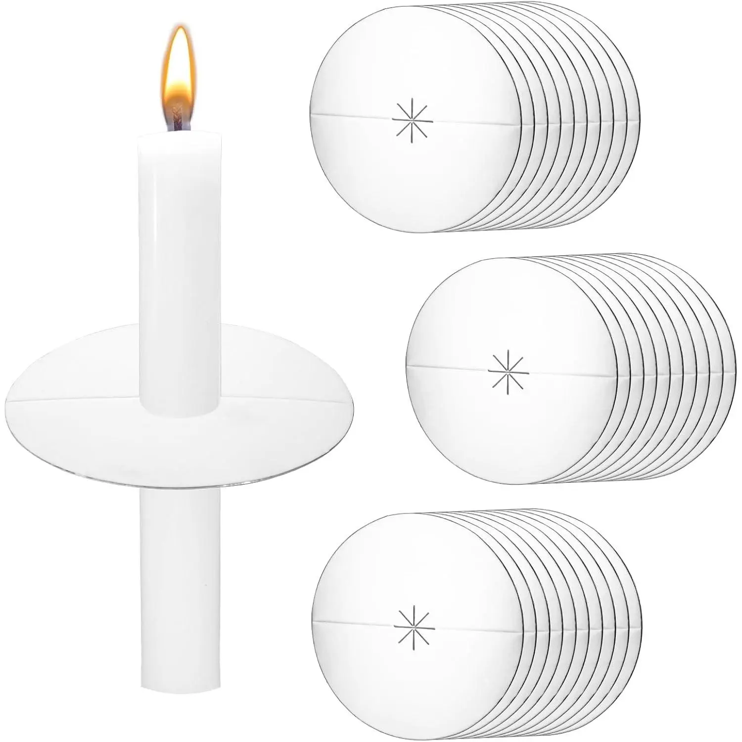 30 PCS Silver Paper Candle Drip Protectors Drip Catcher Bobeche Holder Guards for Candlelight Vigil Church Service Memorial Devotional Christmas Eve