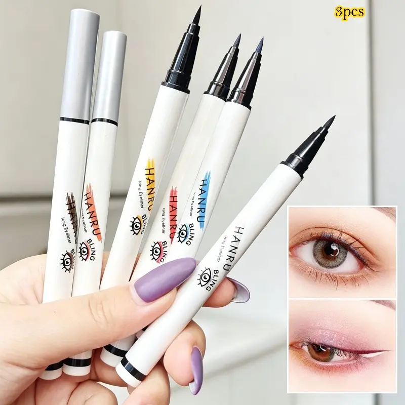 3PCS Viral Ultra-Thin Colored Liquid Eyeliner, Waterproof Sweatproof Long-Lasting Smudge-Proof White Eyeliner Pen, Cosmetic Eye Makeup for Female Beginners