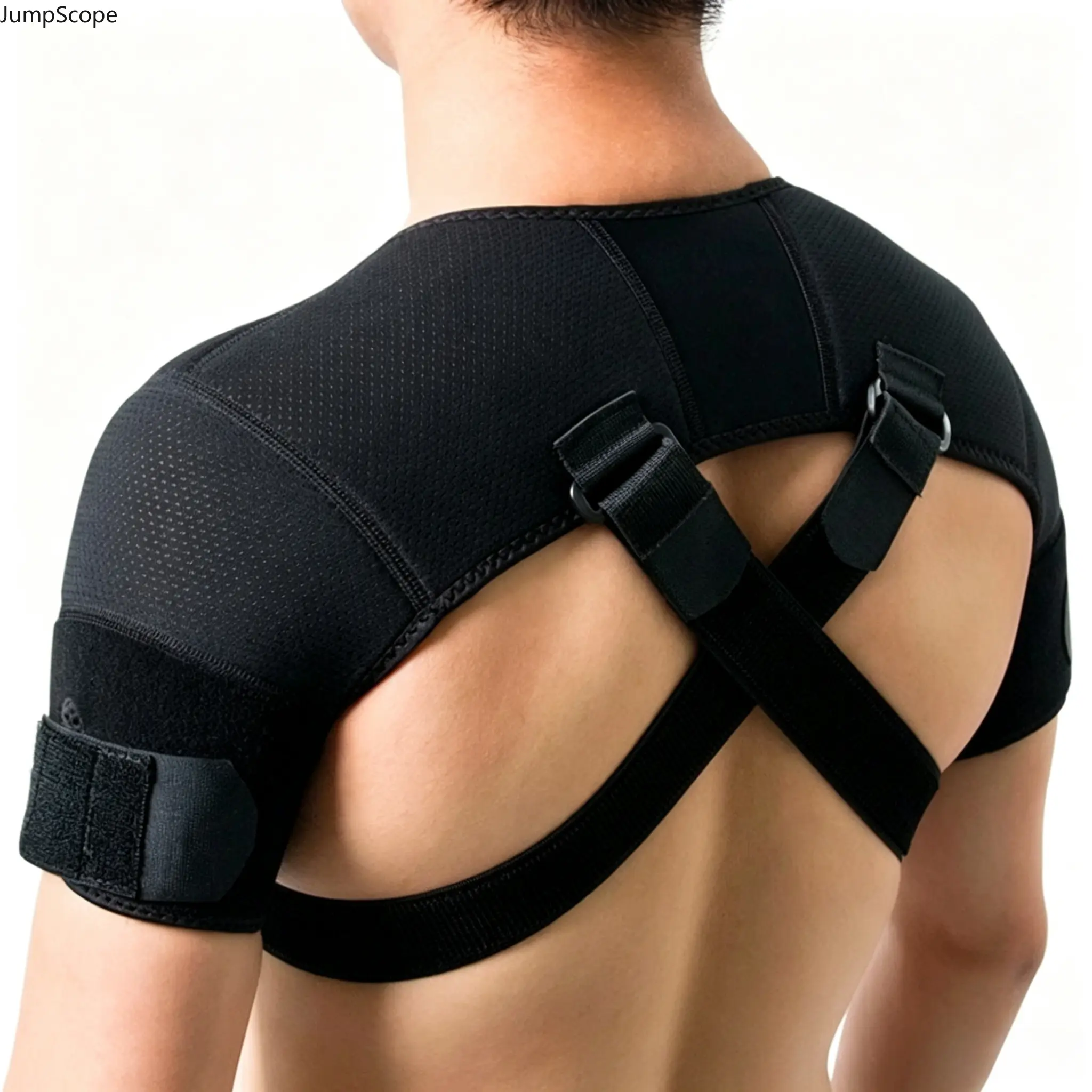Adjustable Dual Shoulder Support Brace, Breathable Cross X Strap Compression Double Shoulder Protector Unisex Sports Rotator Cuff Stabilizer Pain Relief Workout Shoulder Harness