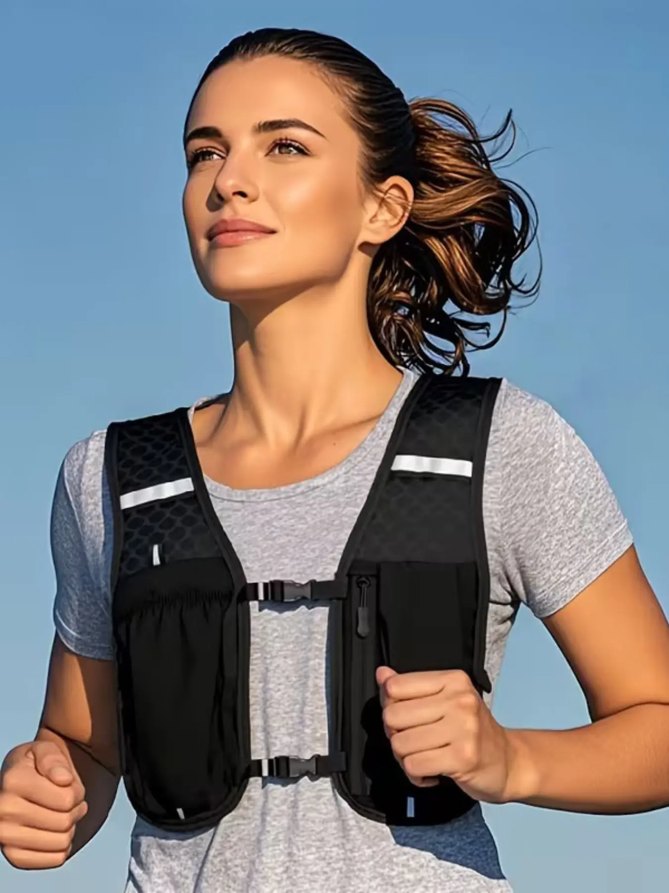 Lightweight Outdoor Hiking Running Vest with Reflective Hydration Water Bag, Phone Storage Pocket, Sporty Style, All Seasons Use, Trail Running Runners