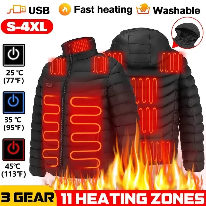 11 Heating Areas Heated Jacket Men Women's Winter Outdoor Camping Sportswear Heated Coat Graphene Heat Coat USB Heating Jackete