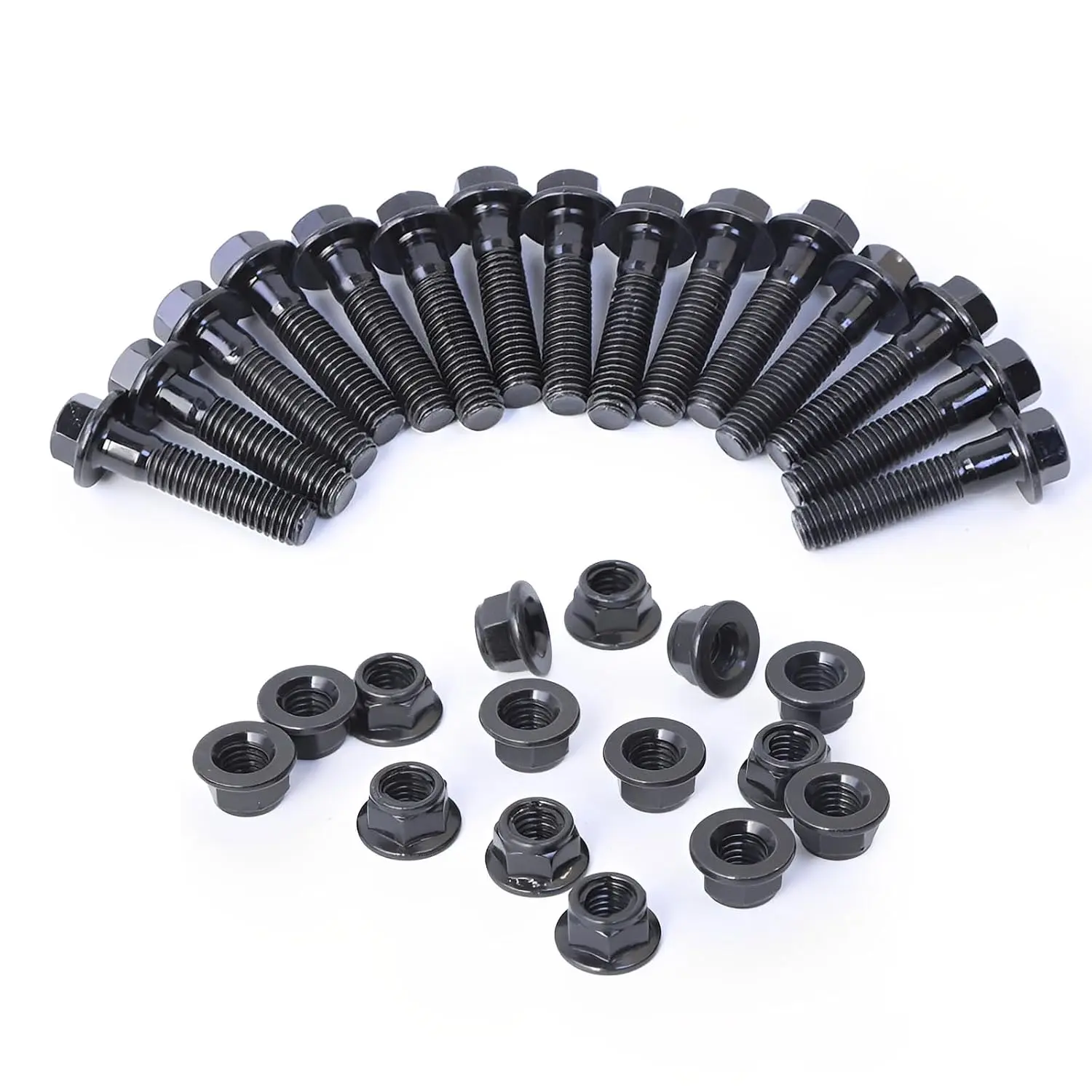 M8×1.25×35mm Flanged Hex Bolt & Self-Locking Nut Kit (15 Sets of 8.8 Heat-Treated Alloy Steel, Anti-Rust Fasteners) for Pump Machinery, 15 Bolts/Nuts