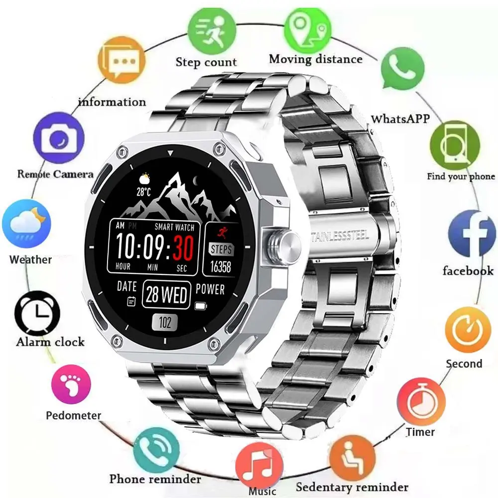 2026 New Outdoor Sports Smart Watch for Men, 1.52 Inch HD Screen, BT-compatible Calling, Health Tracker, Water Resistant, Voice Assistant, Android