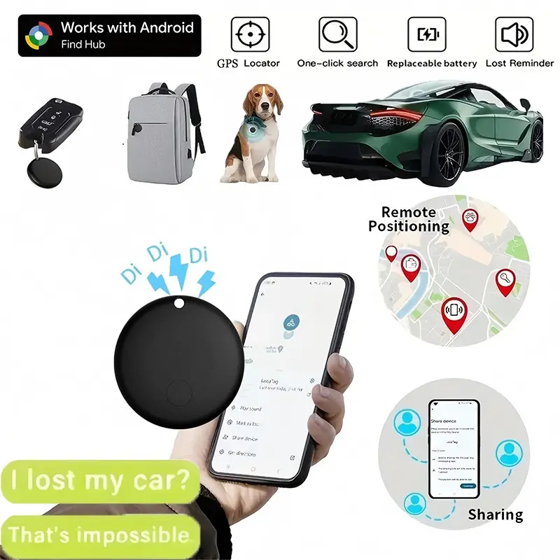 2-Pack Android Smart Tags, GPS Tracker, Item Locator, Wireless Tracker, Find HUB APP, Anti-Lost Device, for Cars, Keys, Backpacks, Wallets, Luggage