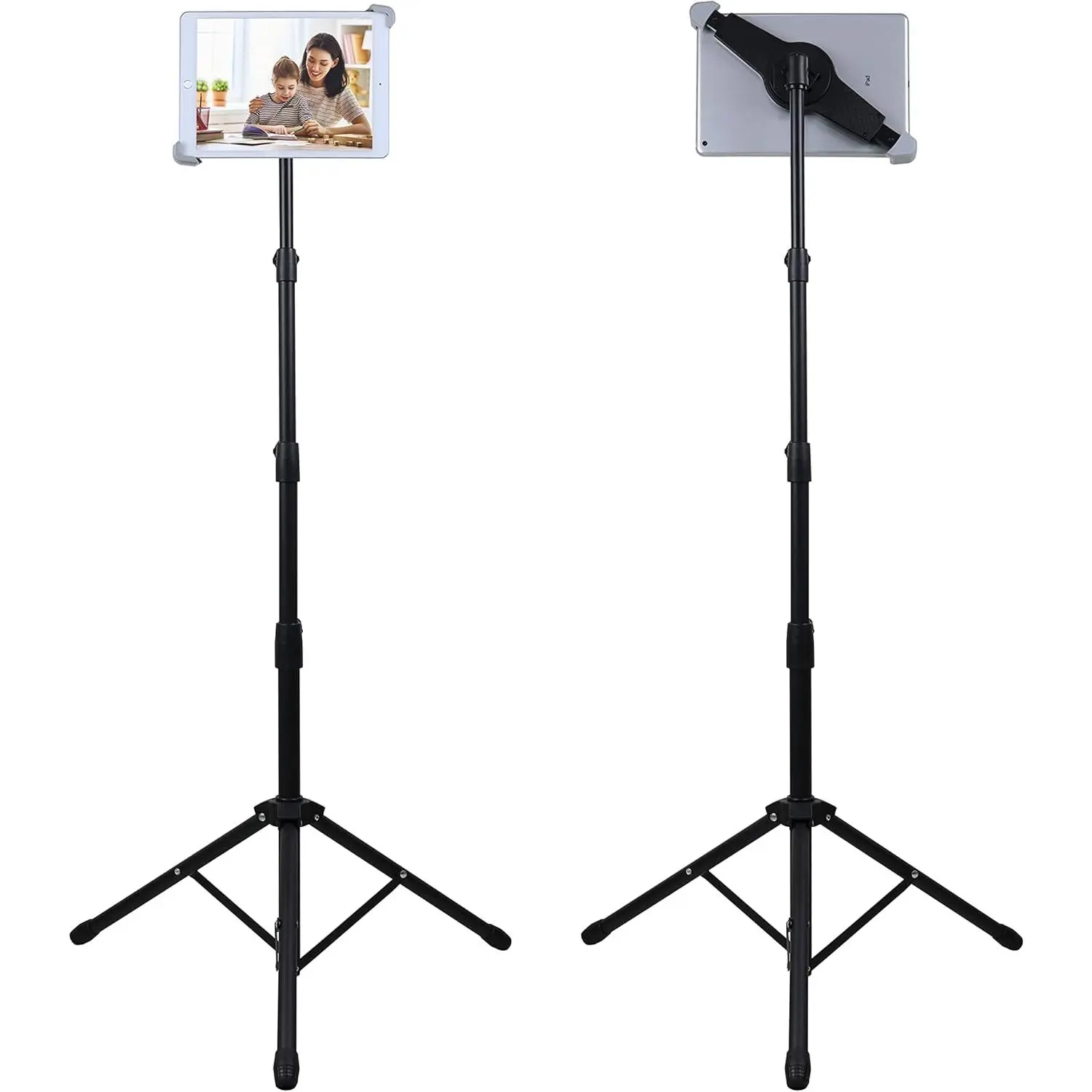 Tripod Stand, Height Adjustable iPad Stand Floor, Tablet Holder Stand with 360 Degree Rotating Tablet Mount for ipad Pro12.9, iPad Air and Other Device Within 9.5-14.5 Inch