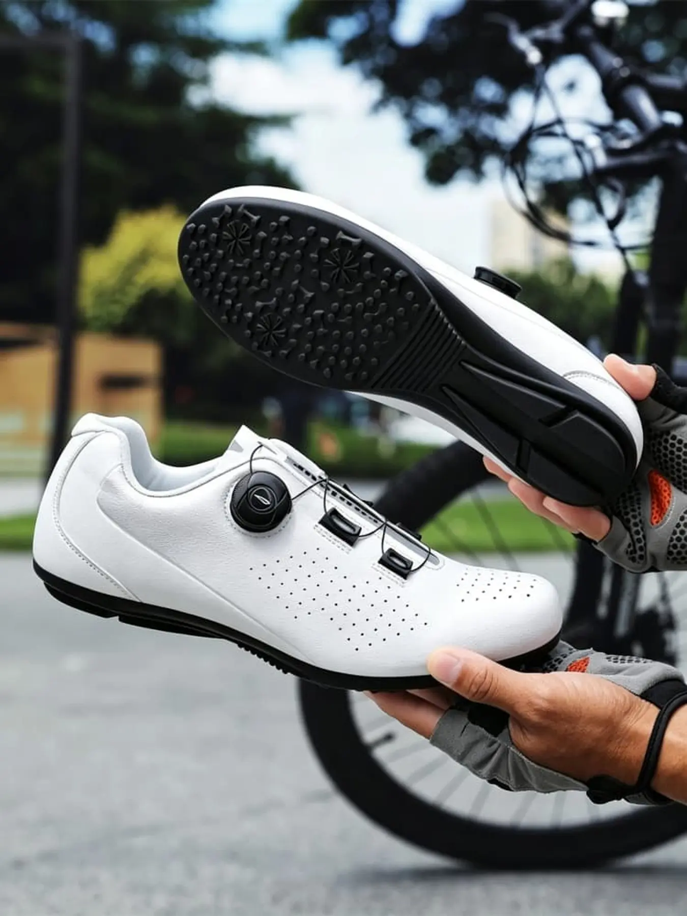 Unisex Racing Road Cycling Shoes Convenient Knob Buckle Breathable Micro Perforated Upper Ideal for Outdoor Road Training Cycling