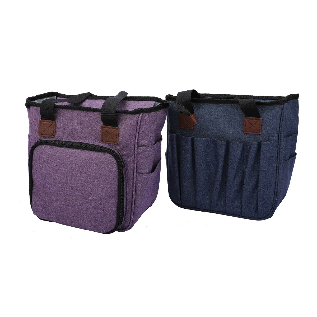 Durable Woven Supplies Storage Bag, Multi‑Pocket Craft Organizer Tote, Spacious Portable Pouch to Hold Yarn, Hooks, Needles and Sewing Tools for Crafters