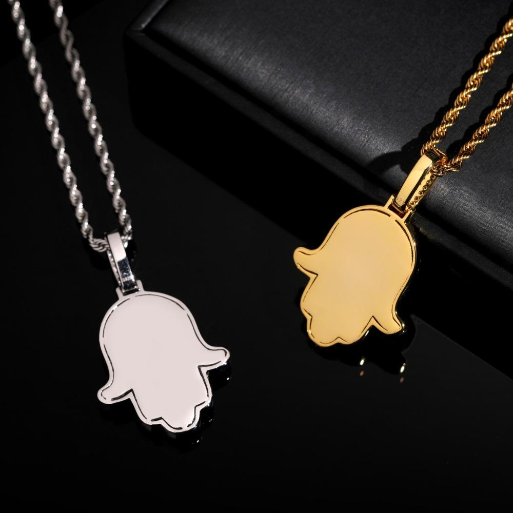 [ICE HUE]18K Gold Vacuum Plated S925 with 5A+ Sri Lanka Moissanite Pendant Design: Fire Character Palm Style with Free Copper Necklace | Hip Hop Luxury Jewelry | Daily Wear Gift Idea